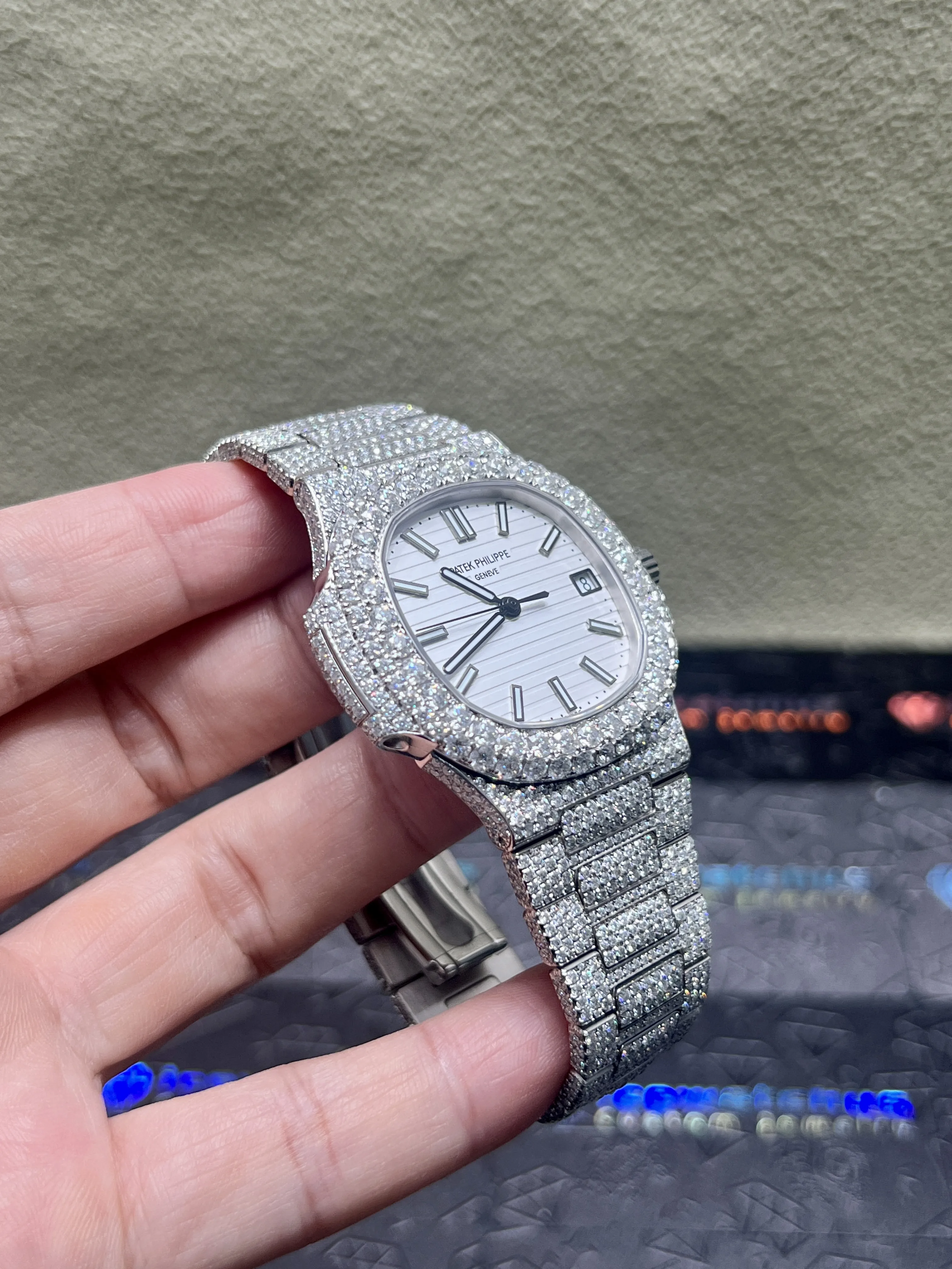 Patek Philippe Nautilus-Style Iced-Out White Dial Watch D1080019407 — view 3
