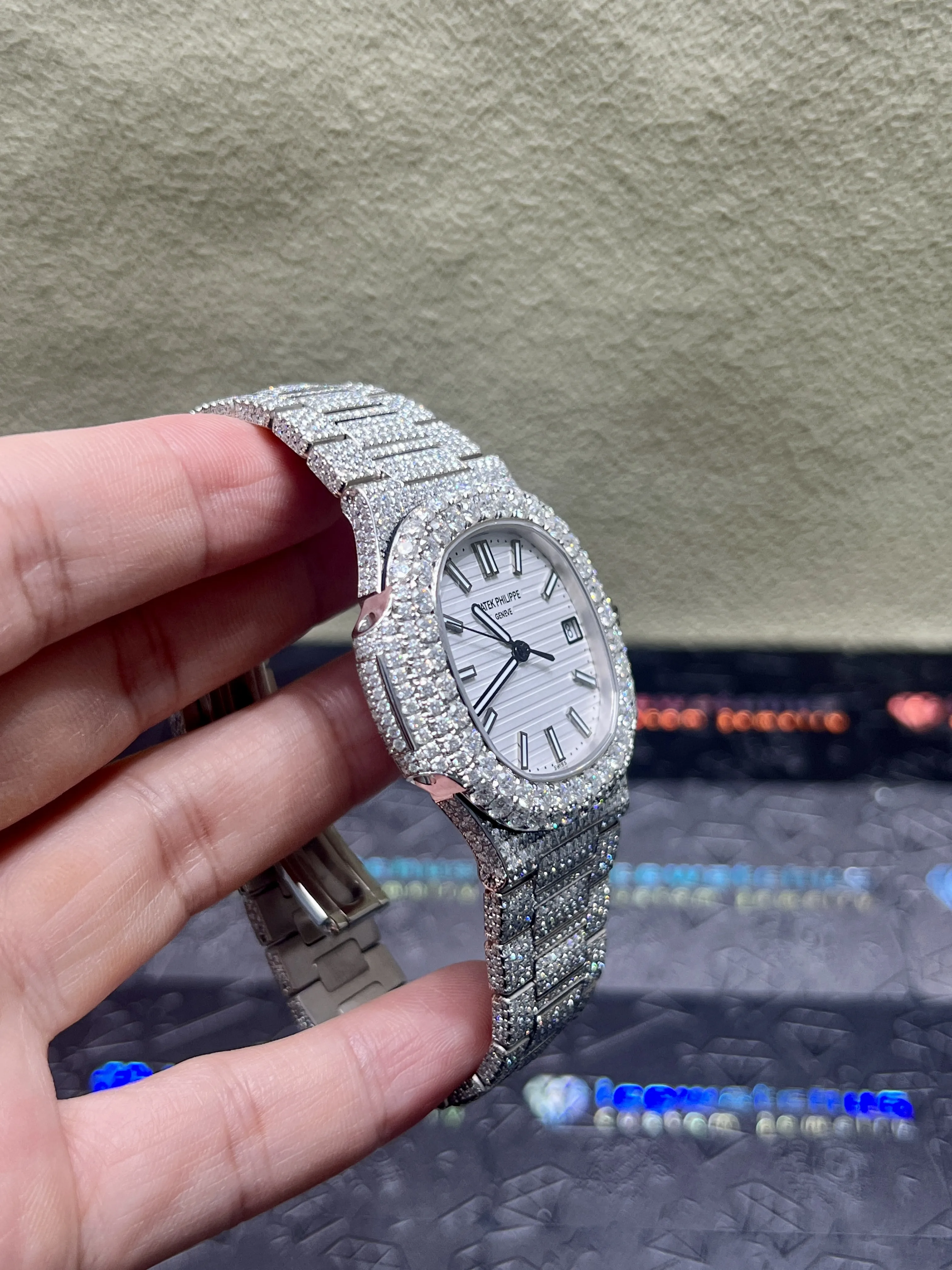 Patek Philippe Nautilus-Style Iced-Out White Dial Watch D1080019407 — view 4