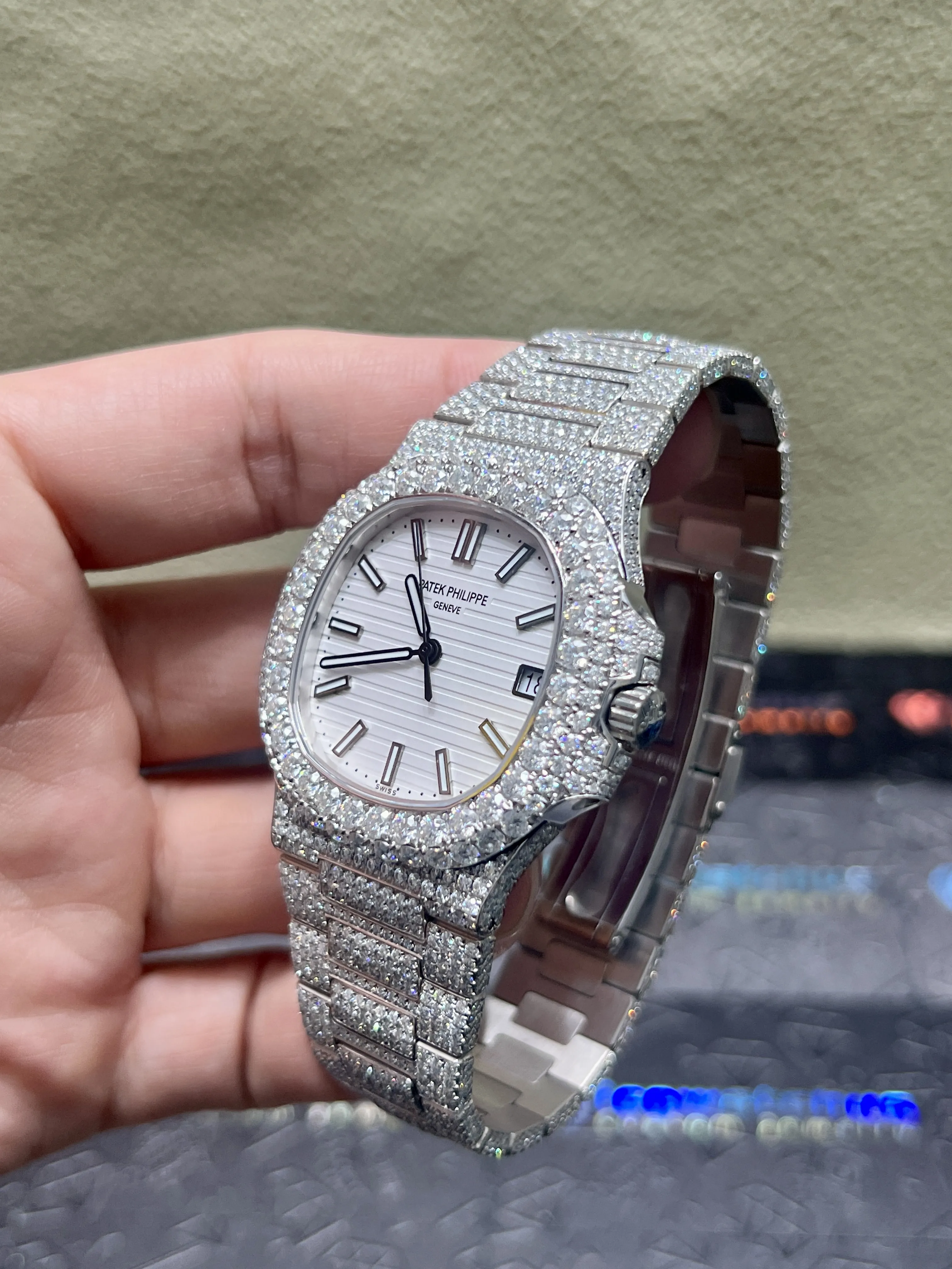 Patek Philippe Nautilus-Style Iced-Out White Dial Watch D1080019407 — view 5