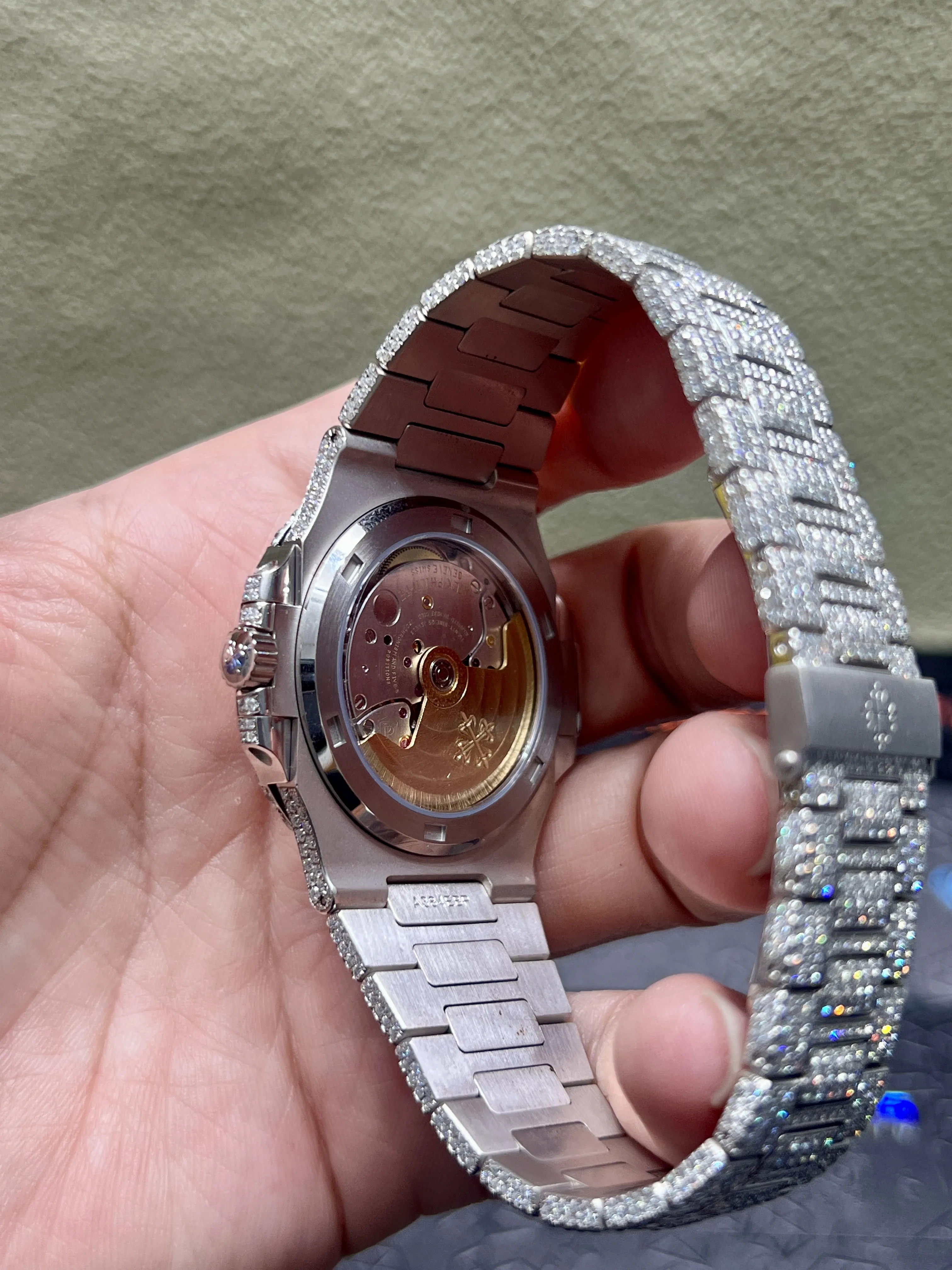 Patek Philippe Nautilus-Style Iced-Out White Dial Watch D1080019407 — view 7