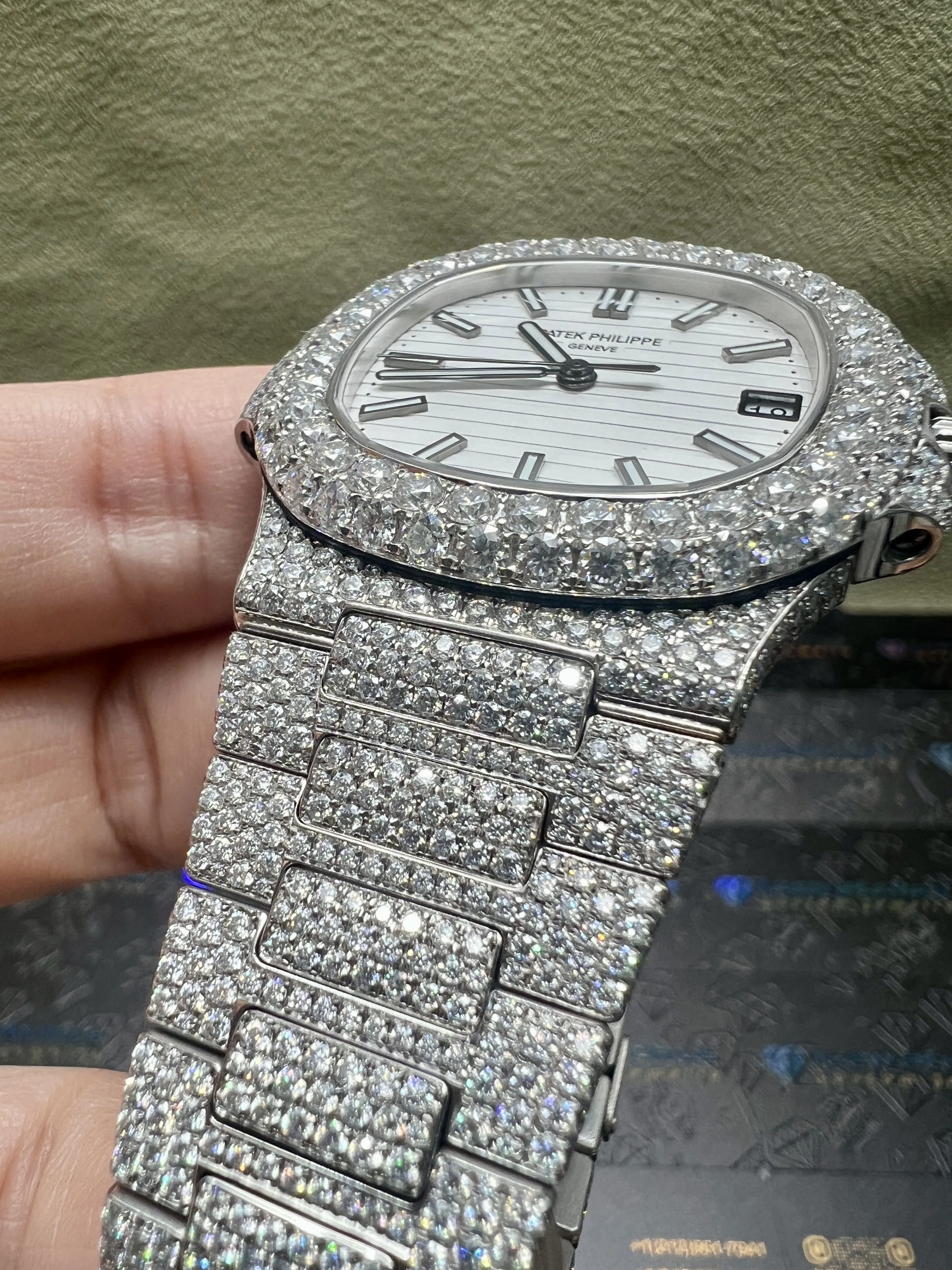 Patek Philippe Nautilus-Style Iced-Out White Dial Watch D1080019407 — view 10