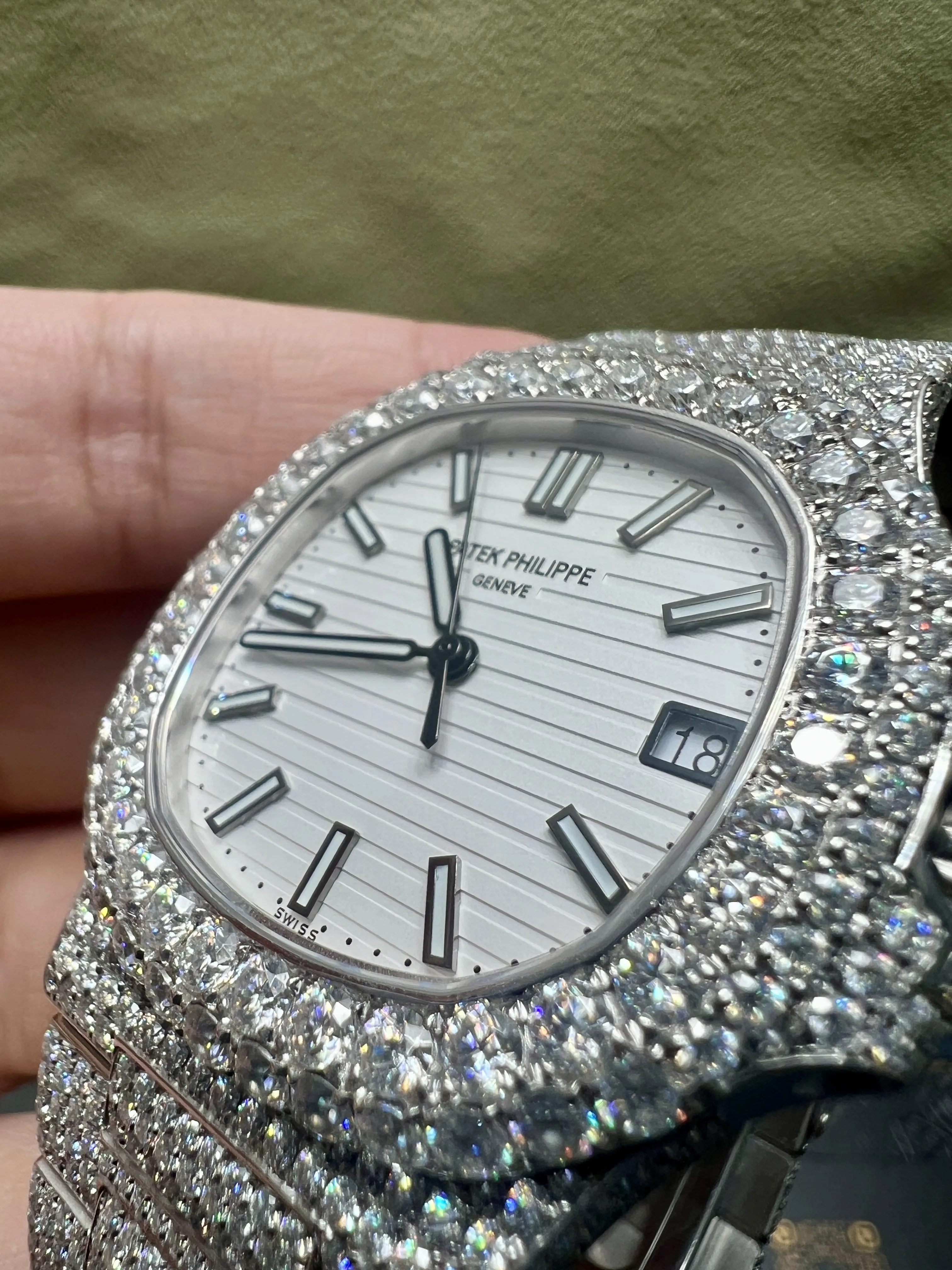Patek Philippe Nautilus-Style Iced-Out White Dial Watch D1080019407 — view 11