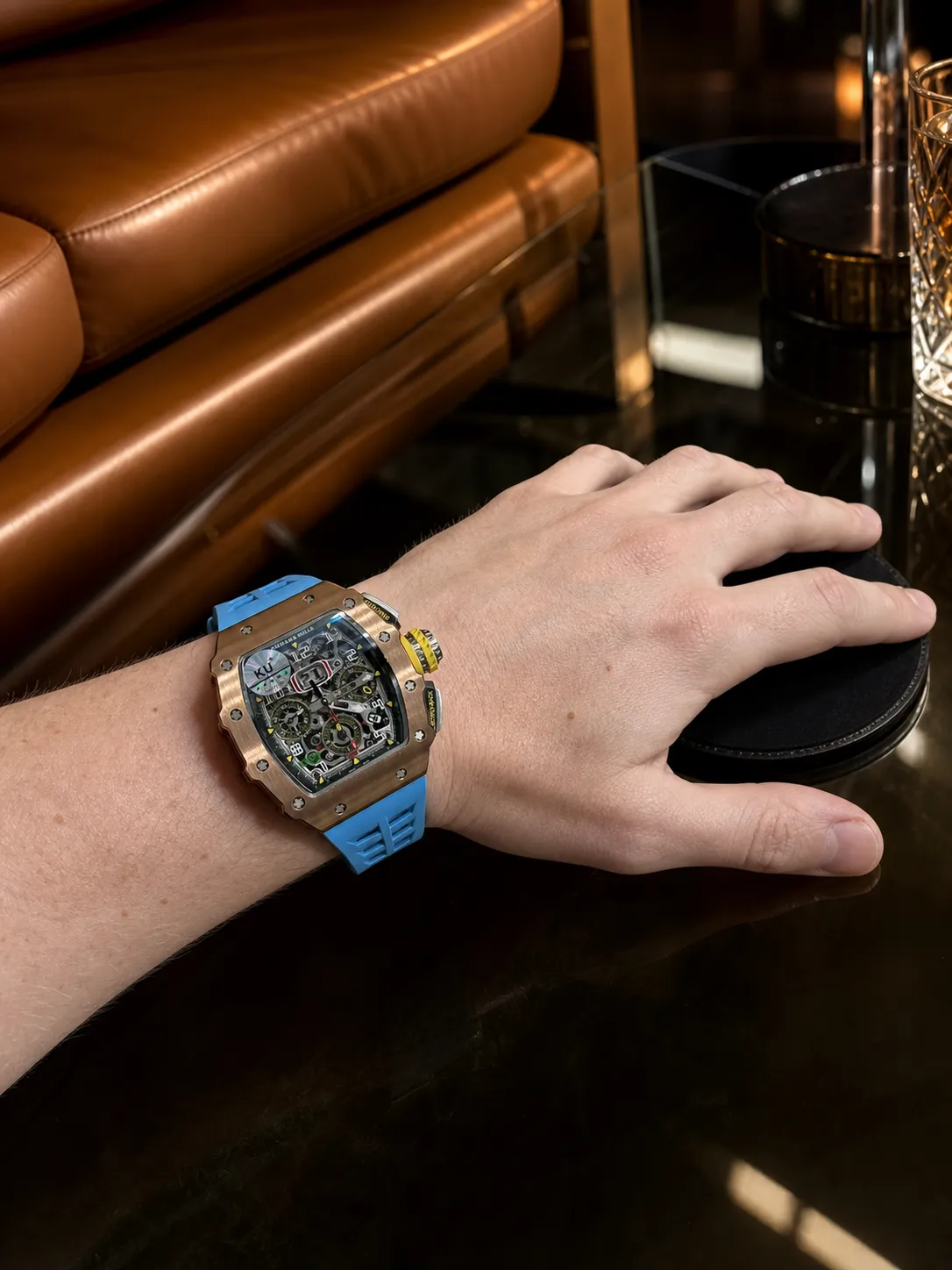 Richard Mille RM 11-Style Rose-Tone Skeleton Chronograph Watch D472519408