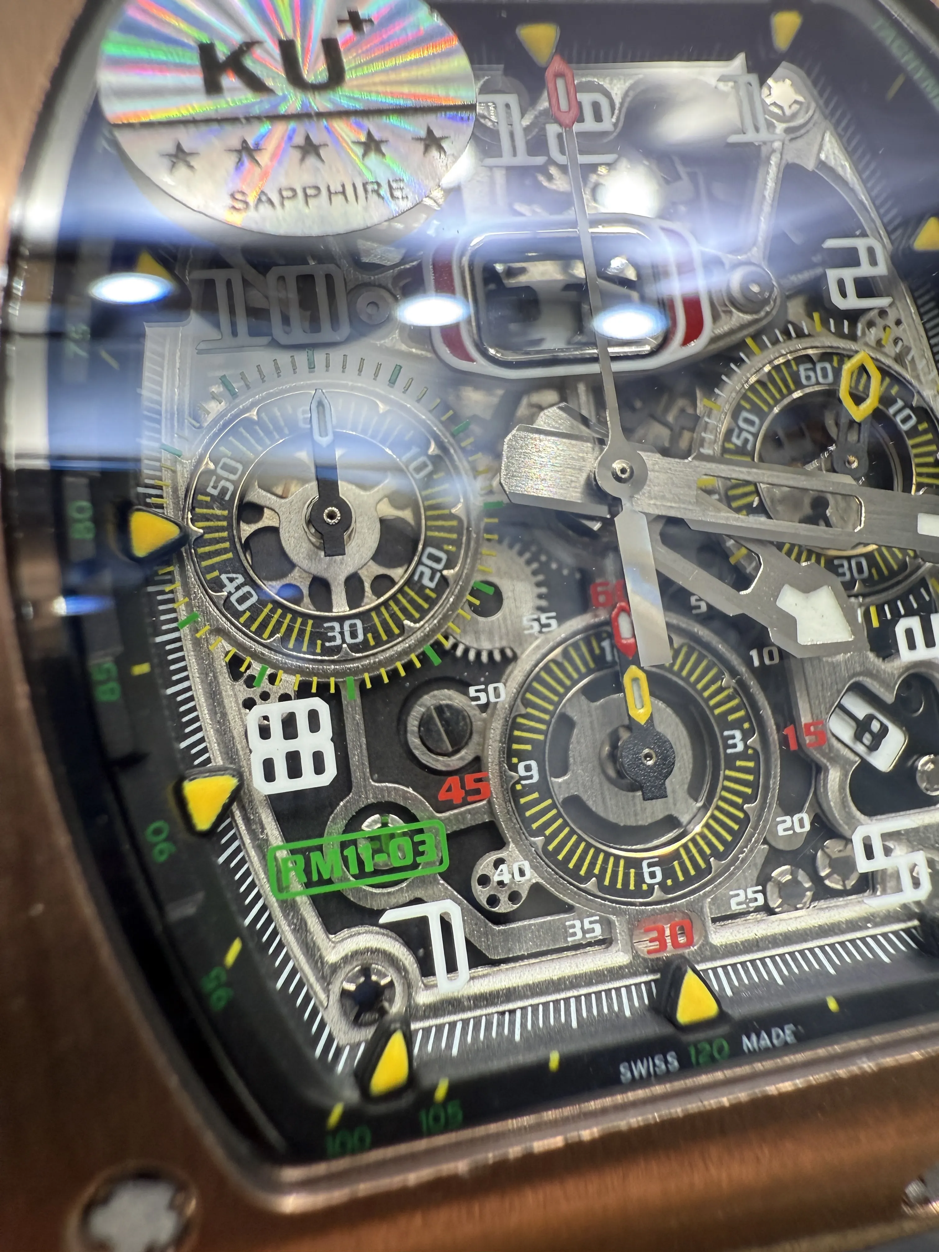 Richard Mille RM 11-Style Rose-Tone Skeleton Chronograph Watch D472519408 — view 10