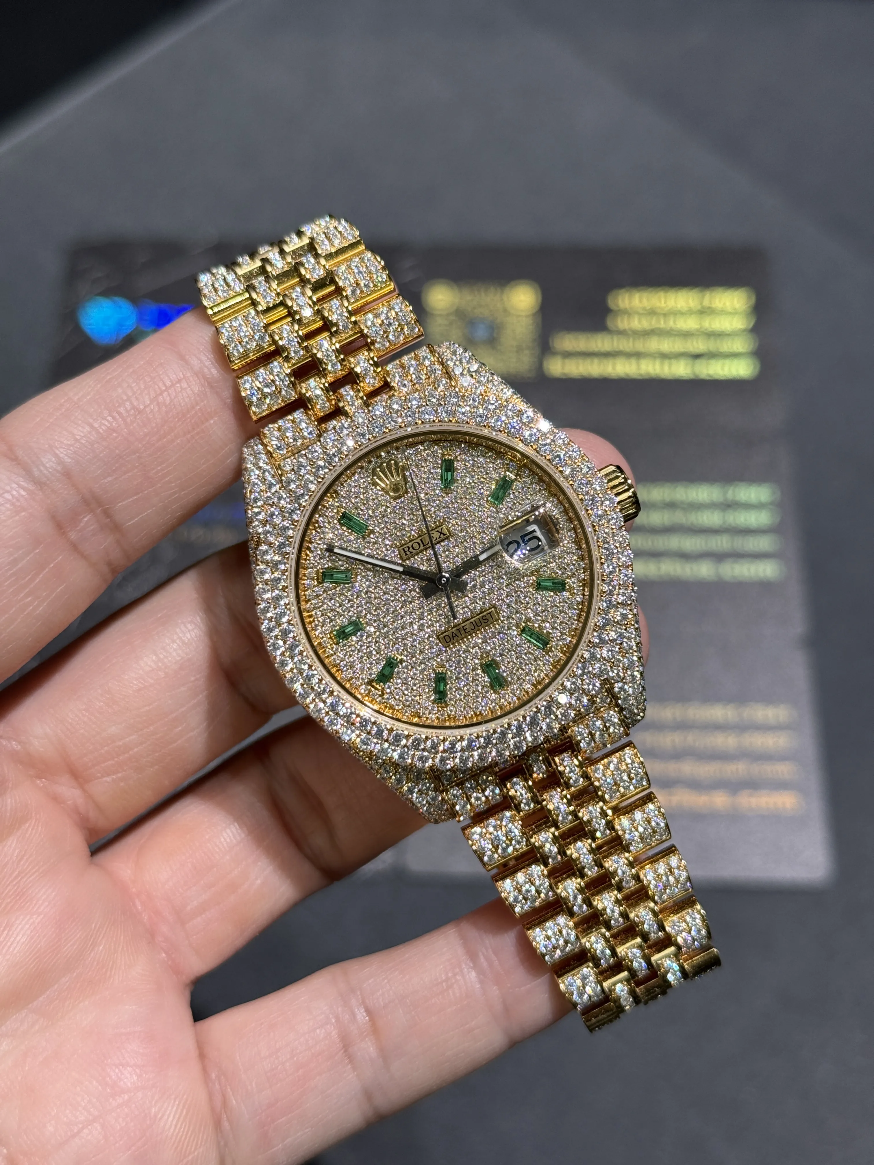 Rolex Datejust-Style Gold Iced-Out Baguette Dial Watch D1147519409 — view 2