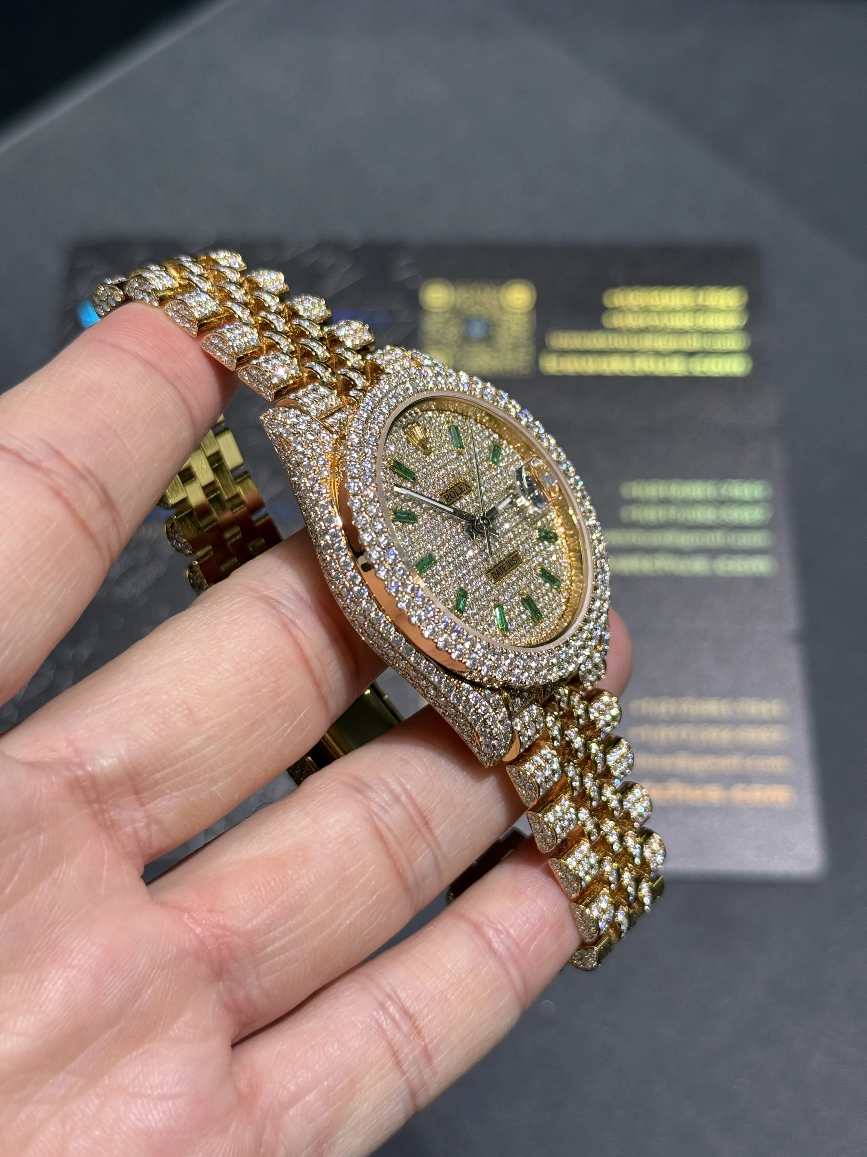 Rolex Datejust-Style Gold Iced-Out Baguette Dial Watch D1147519409 — view 3