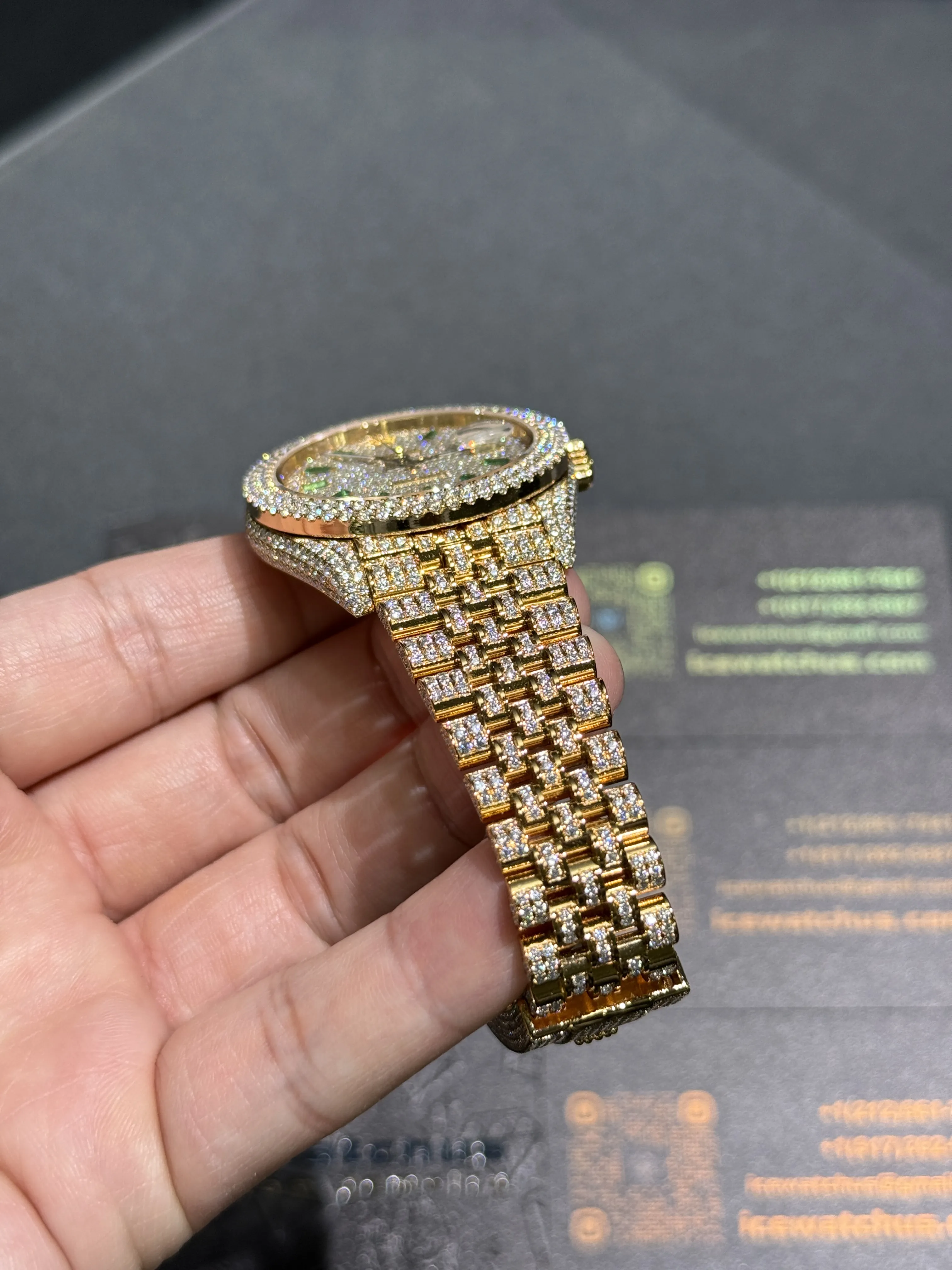 Rolex Datejust-Style Gold Iced-Out Baguette Dial Watch D1147519409 — view 9