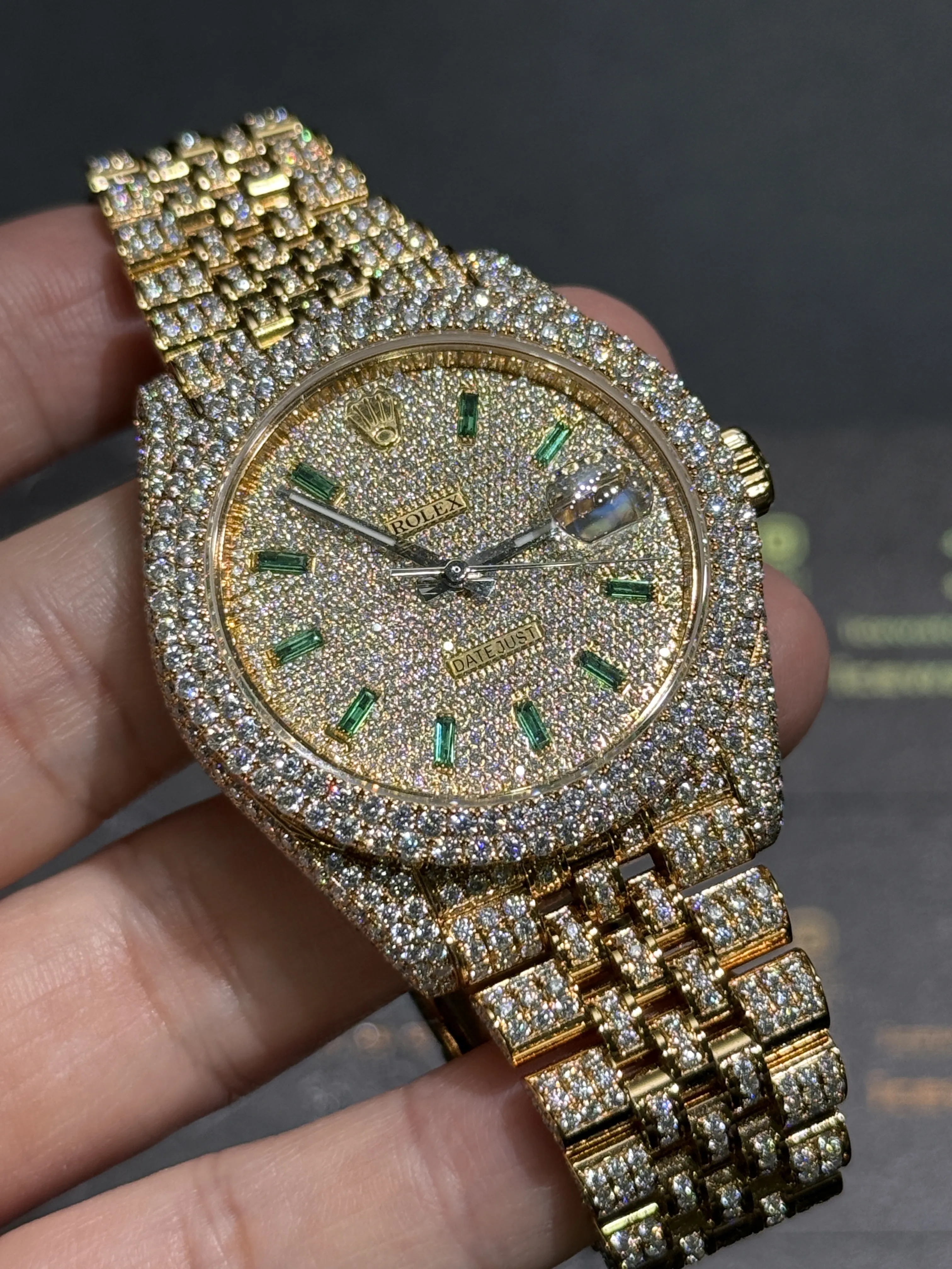Rolex Datejust-Style Gold Iced-Out Baguette Dial Watch D1147519409 — view 10