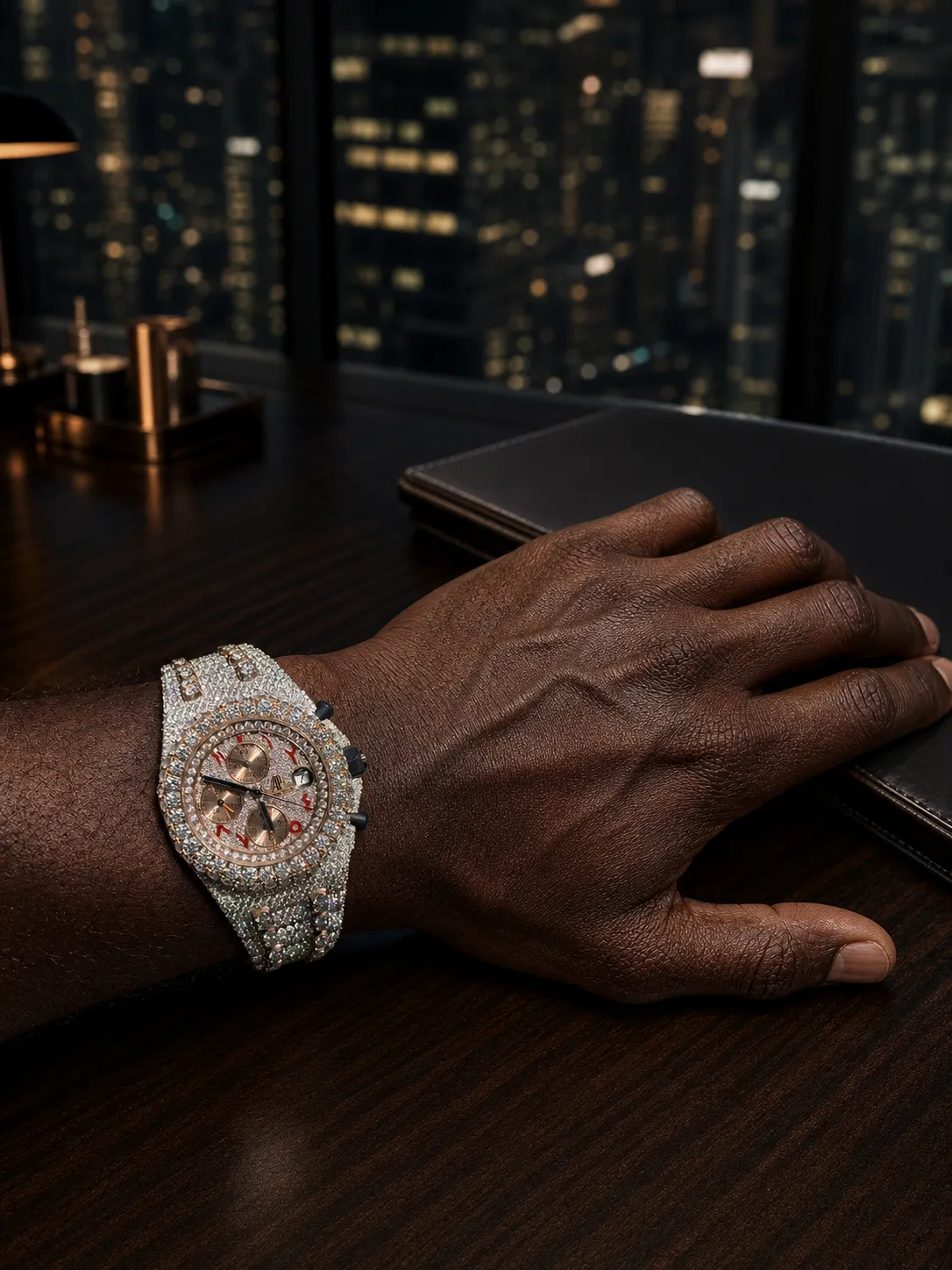 Audemars Piguet Royal Oak Offshore-Style Iced-Out Rose Dial Watch D1485019412