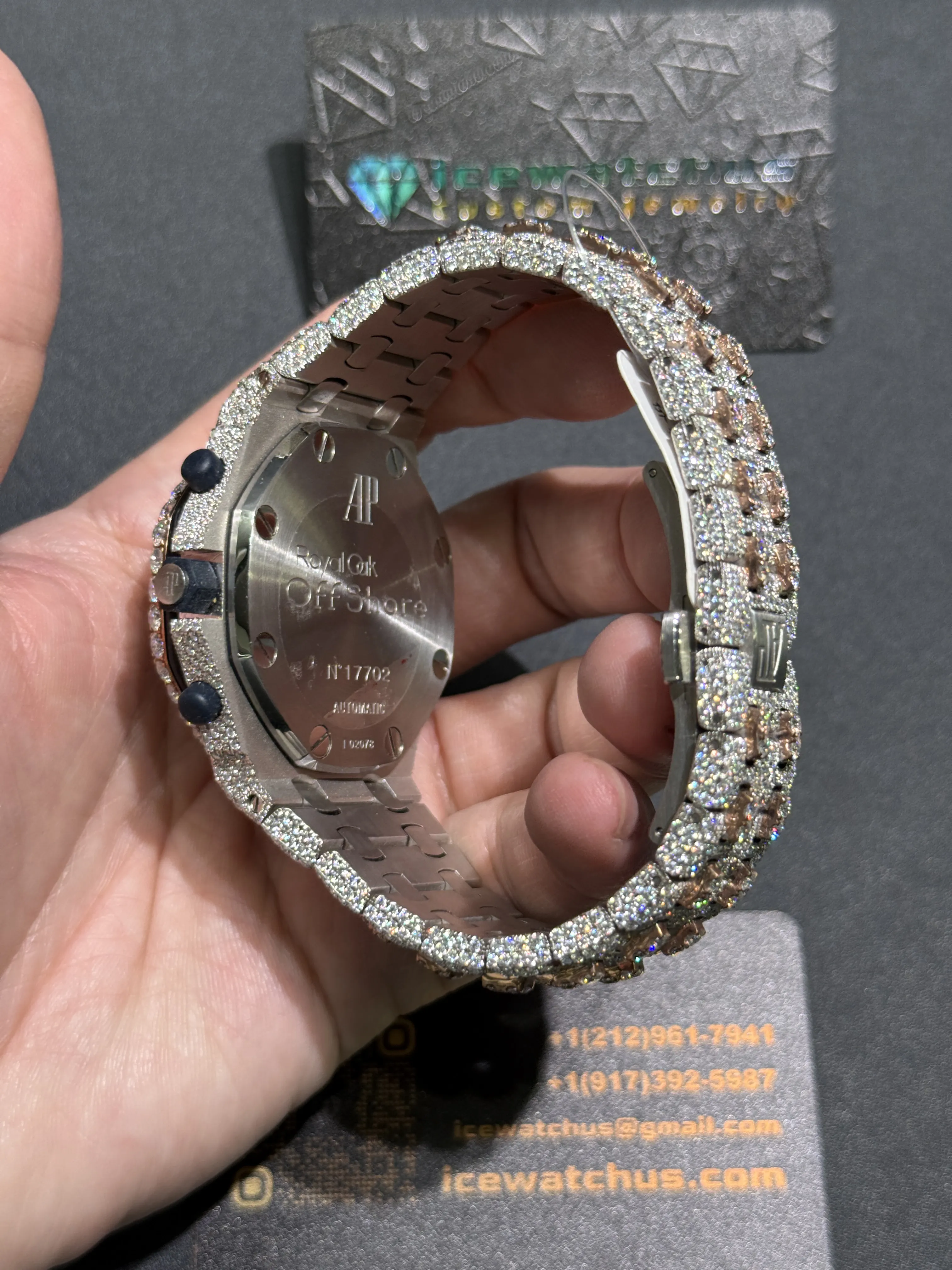 Audemars Piguet Royal Oak Offshore-Style Iced-Out Rose Dial Watch D1485019412 — view 6