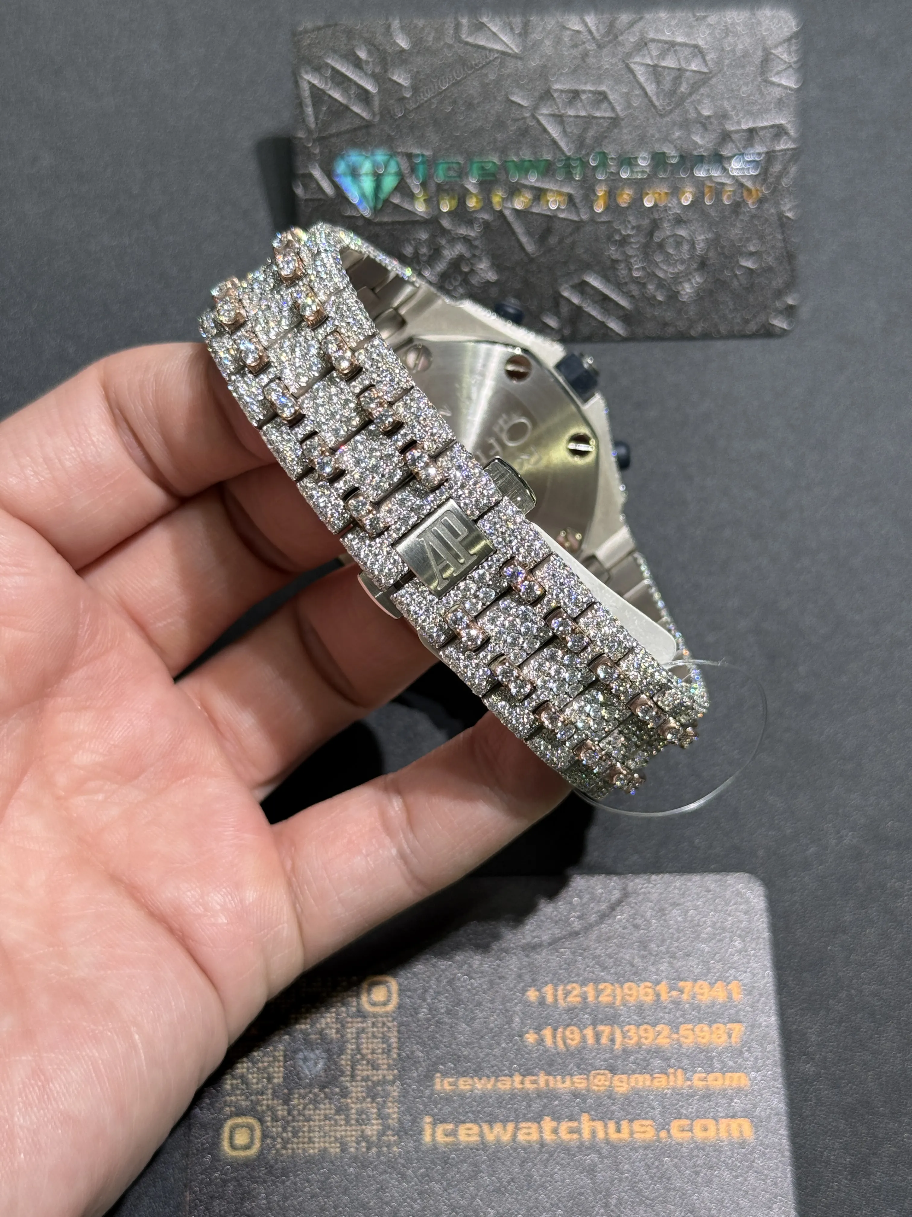 Audemars Piguet Royal Oak Offshore-Style Iced-Out Rose Dial Watch D1485019412 — view 7