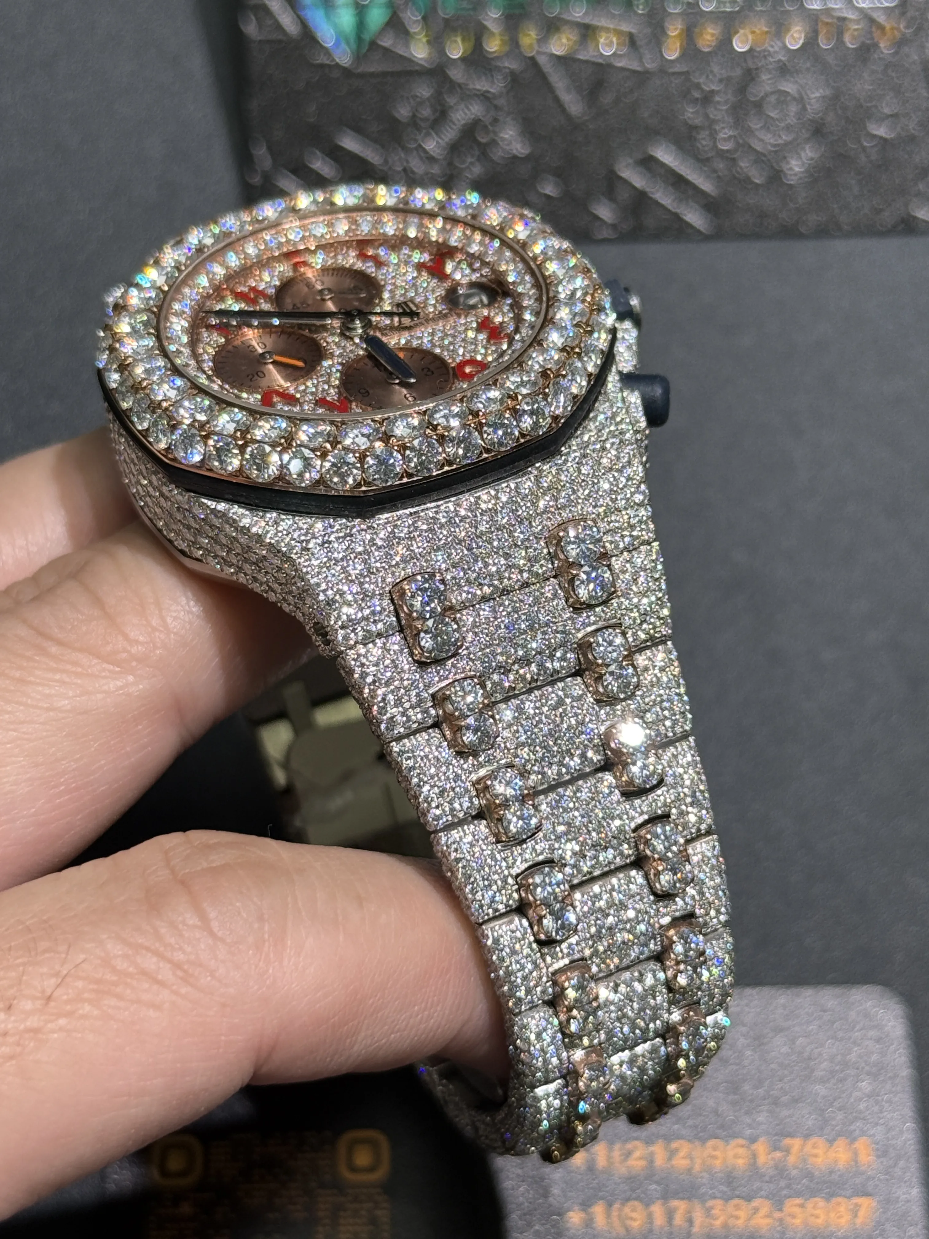 Audemars Piguet Royal Oak Offshore-Style Iced-Out Rose Dial Watch D1485019412 — view 8