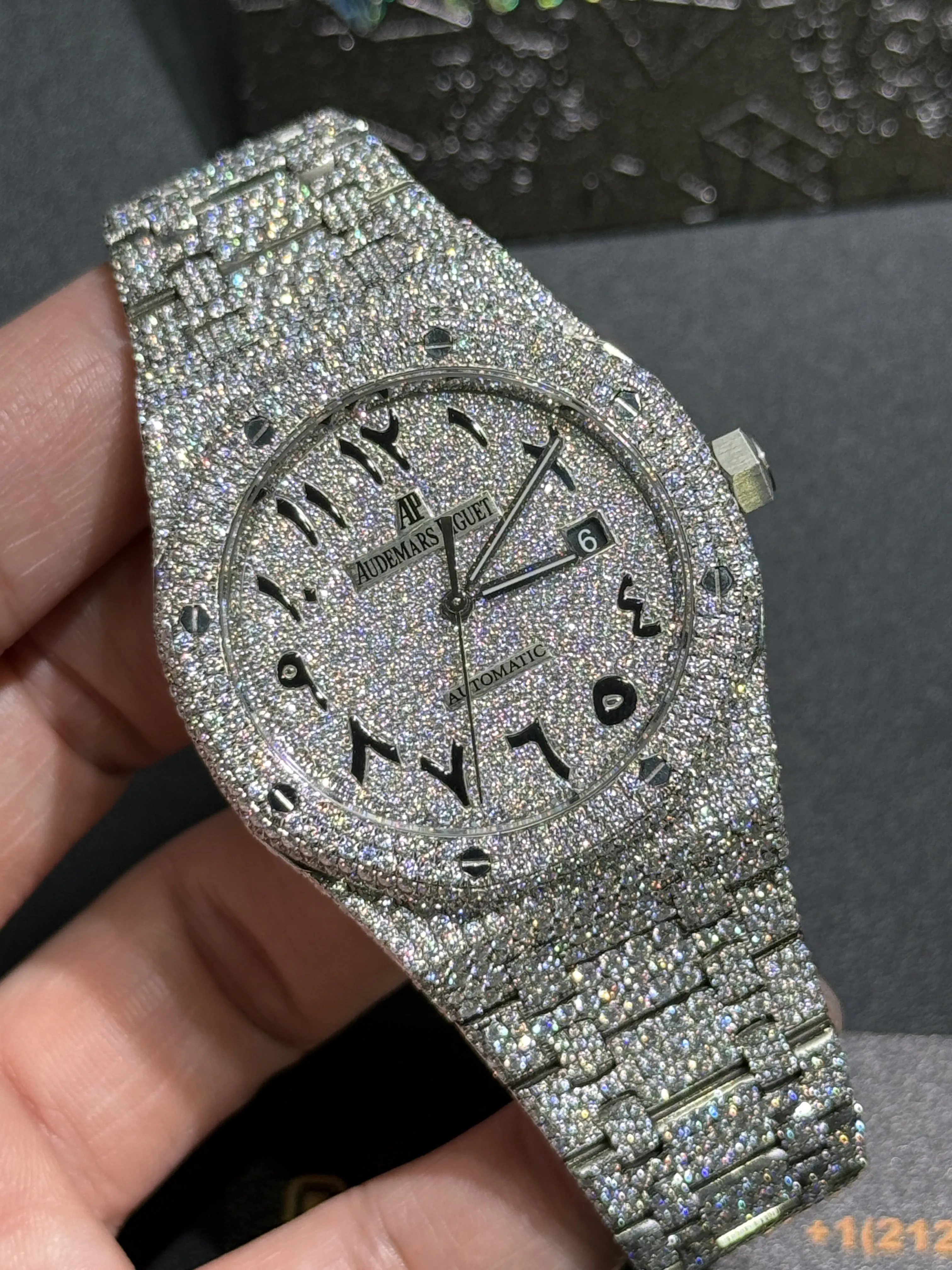 Audemars Piguet Royal Oak-Style Iced-Out Silver Numeral Dial Watch D1215019414 — view 10