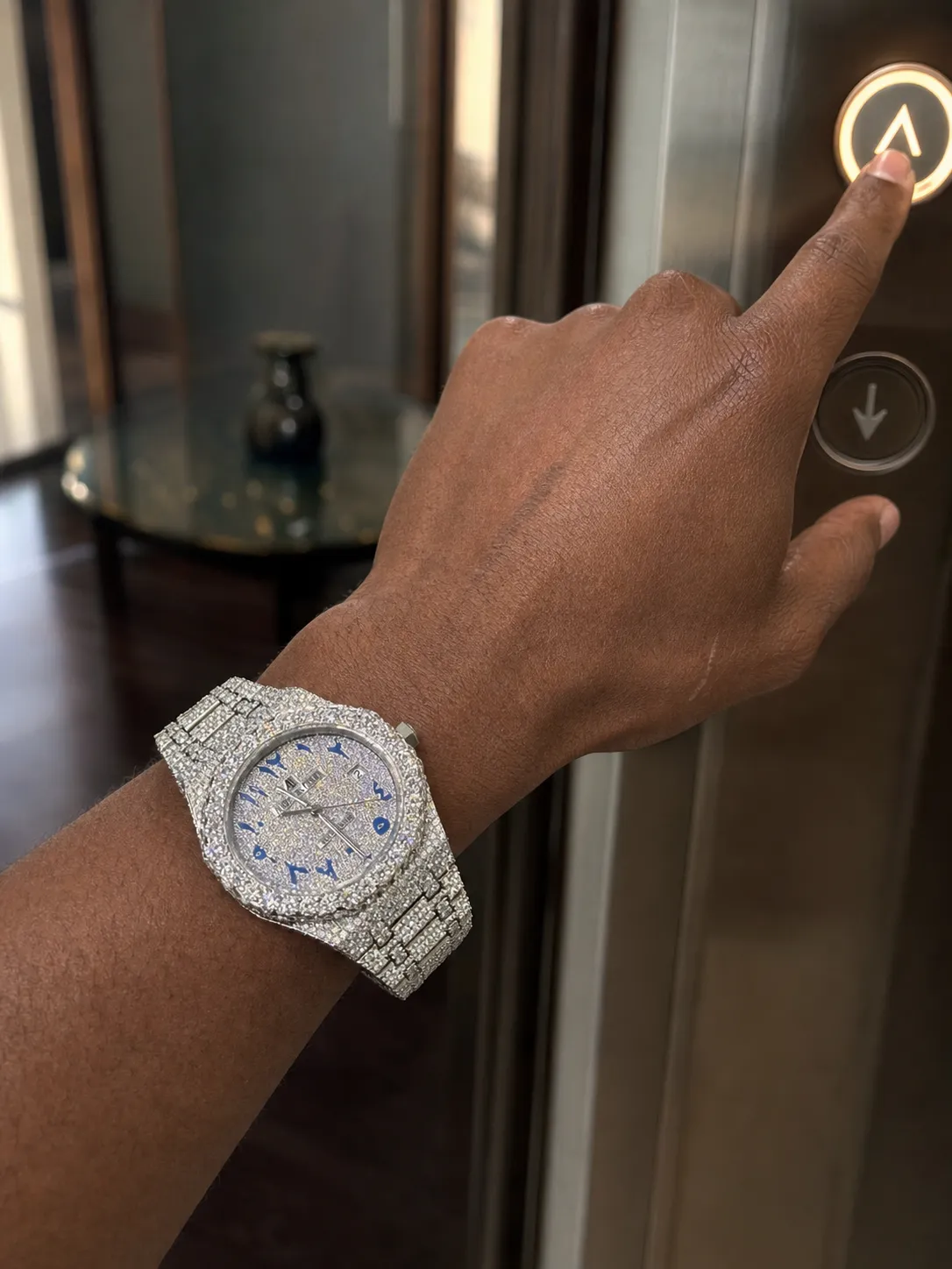 Audemars Piguet Royal Oak-Style Iced-Out Blue Numeral Dial Watch D1215019416