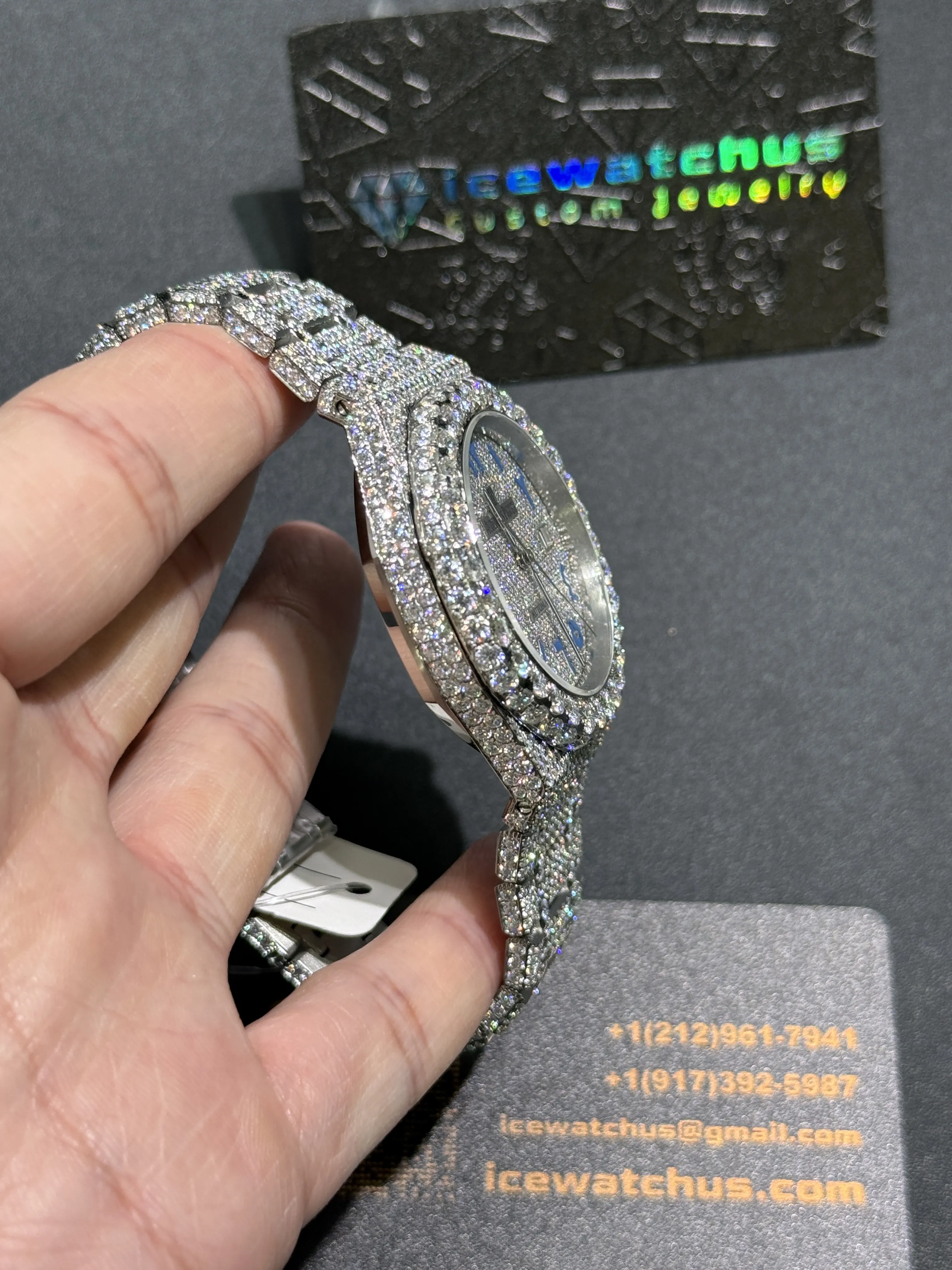 Audemars Piguet Royal Oak-Style Iced-Out Blue Numeral Dial Watch D1215019416 — view 4