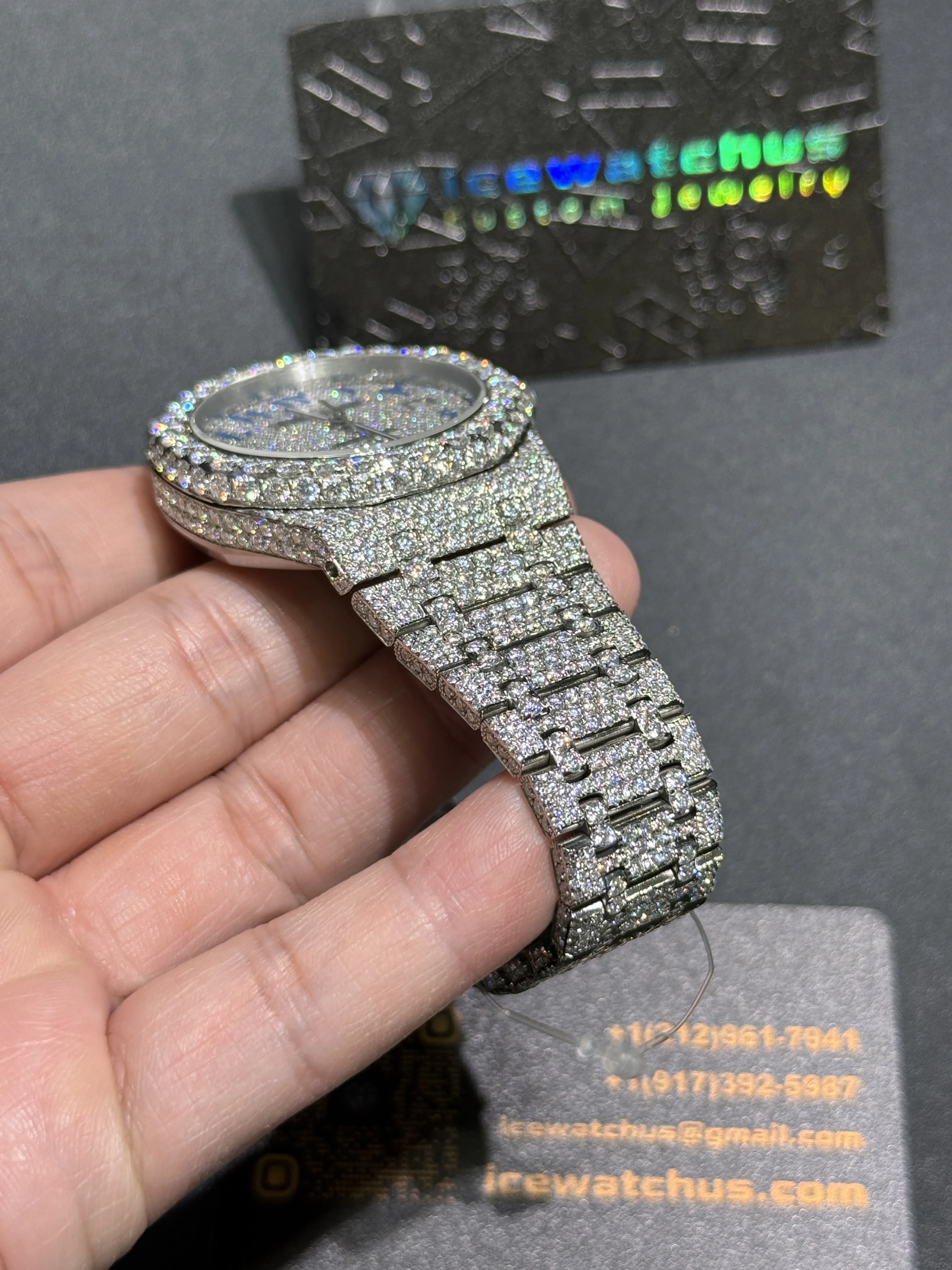 Audemars Piguet Royal Oak-Style Iced-Out Blue Numeral Dial Watch D1215019416 — view 6