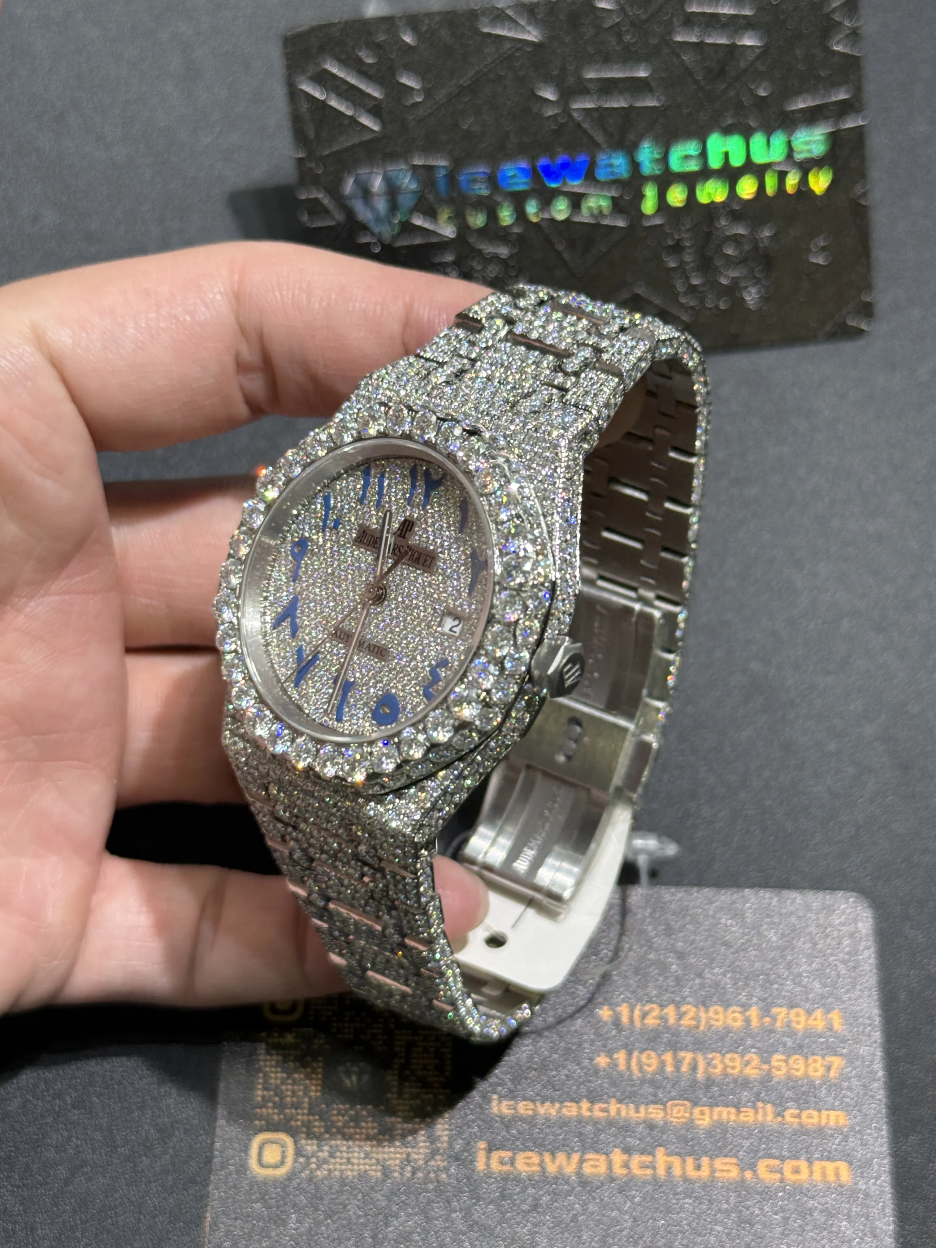 Audemars Piguet Royal Oak-Style Iced-Out Blue Numeral Dial Watch D1215019416 — view 7