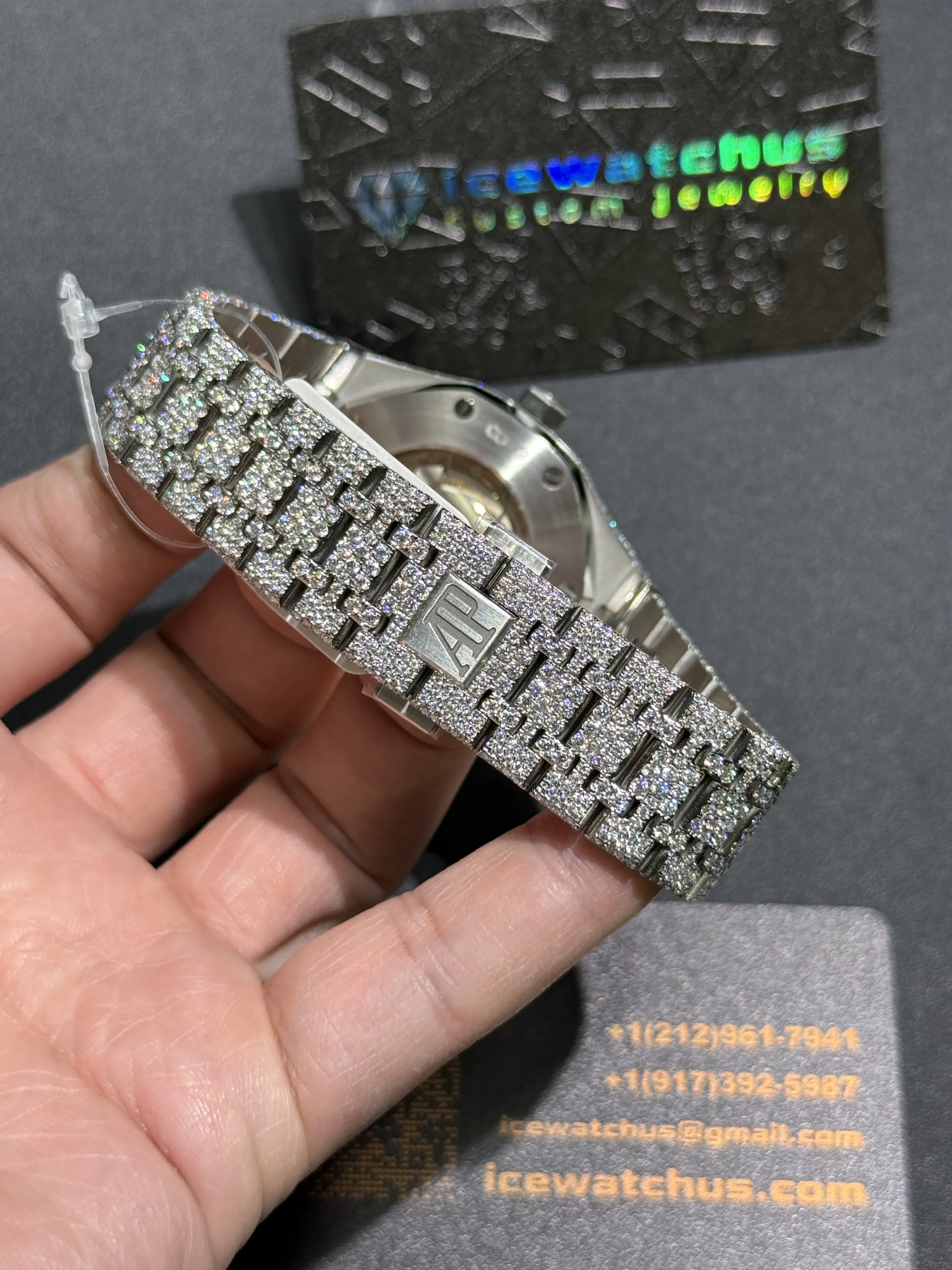Audemars Piguet Royal Oak-Style Iced-Out Blue Numeral Dial Watch D1215019416 — view 10