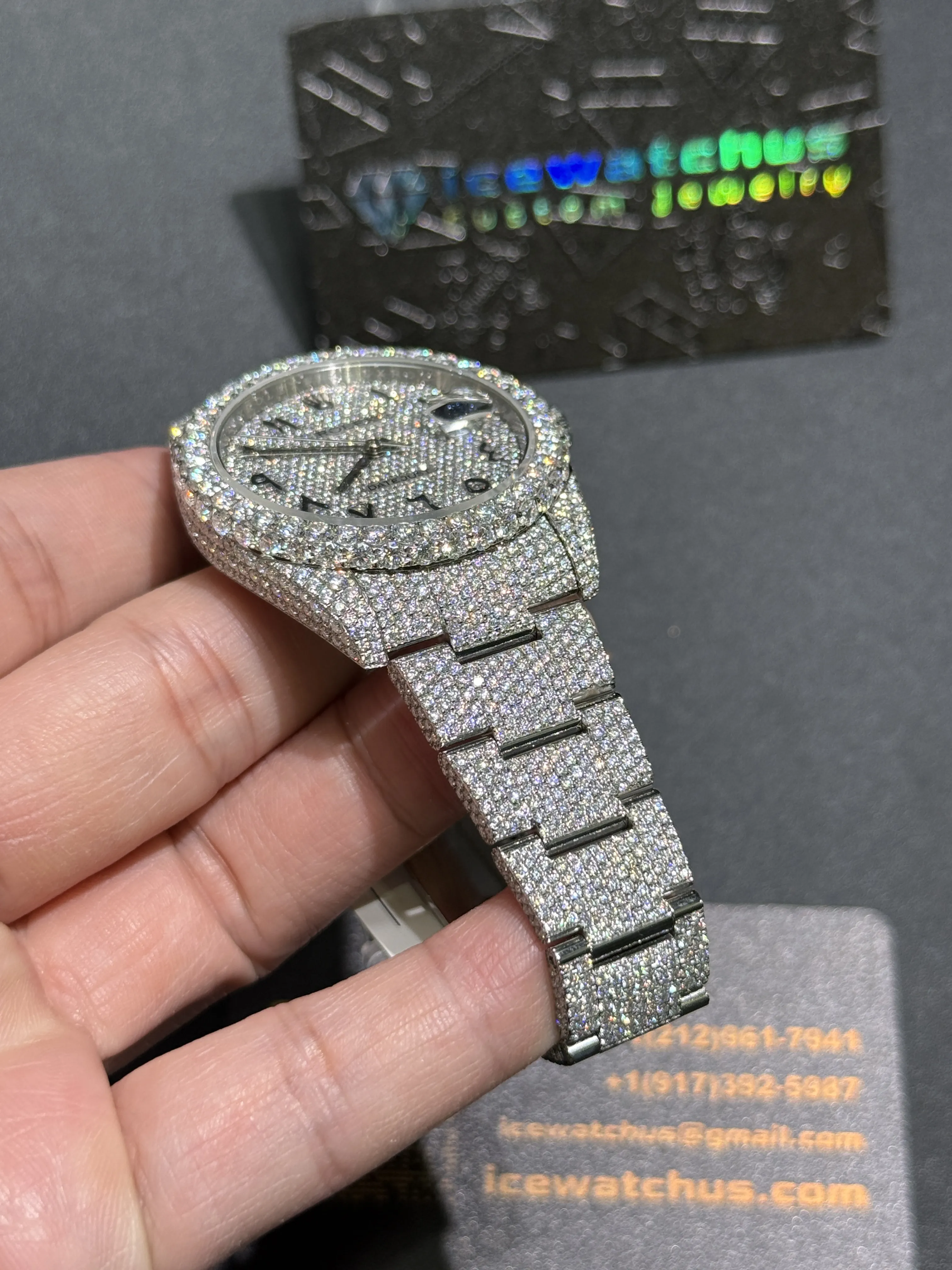 Rolex Datejust-Style Iced-Out Silver Numeral Dial Watch D1215019417 — view 5