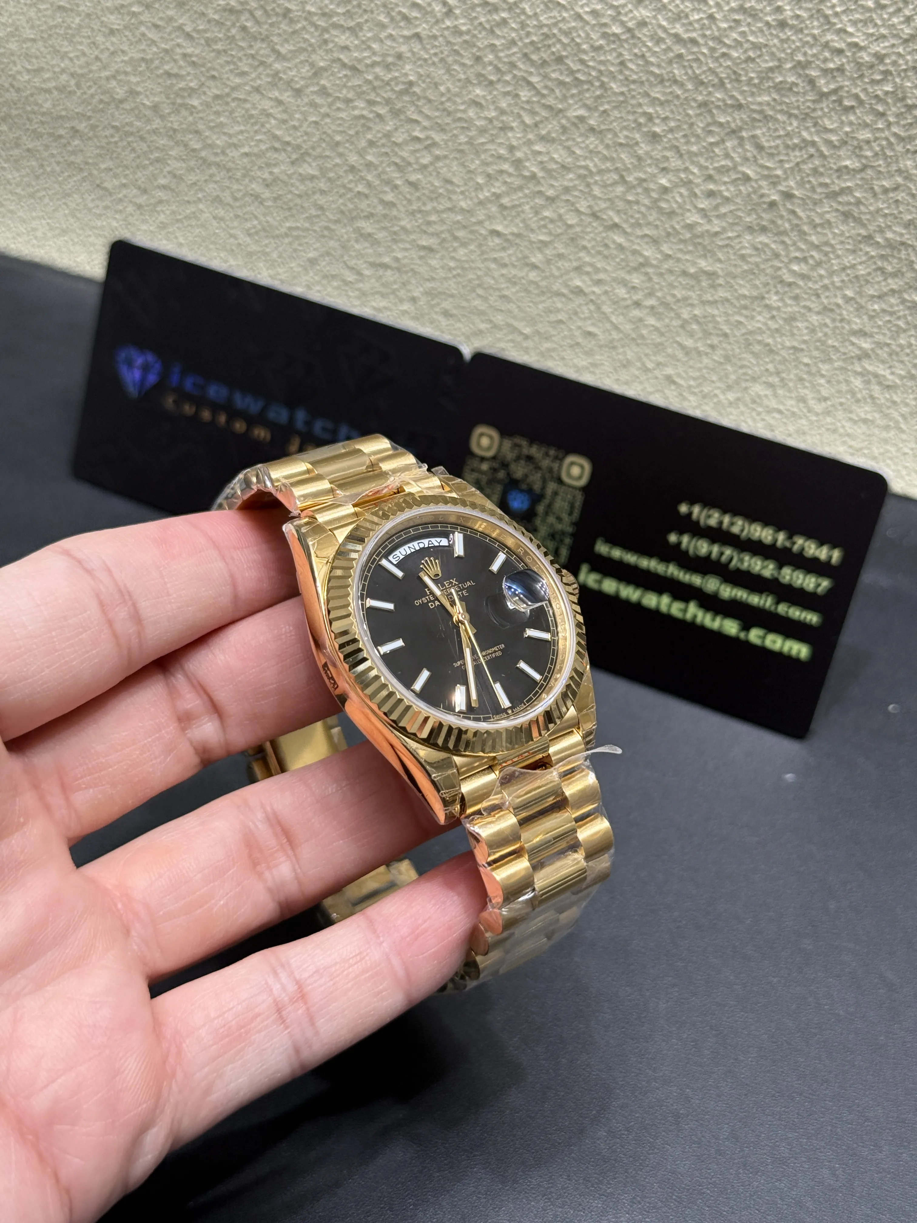 Rolex Day-Date 40-Style Gold-Tone Black Dial Watch D391519419 — view 3
