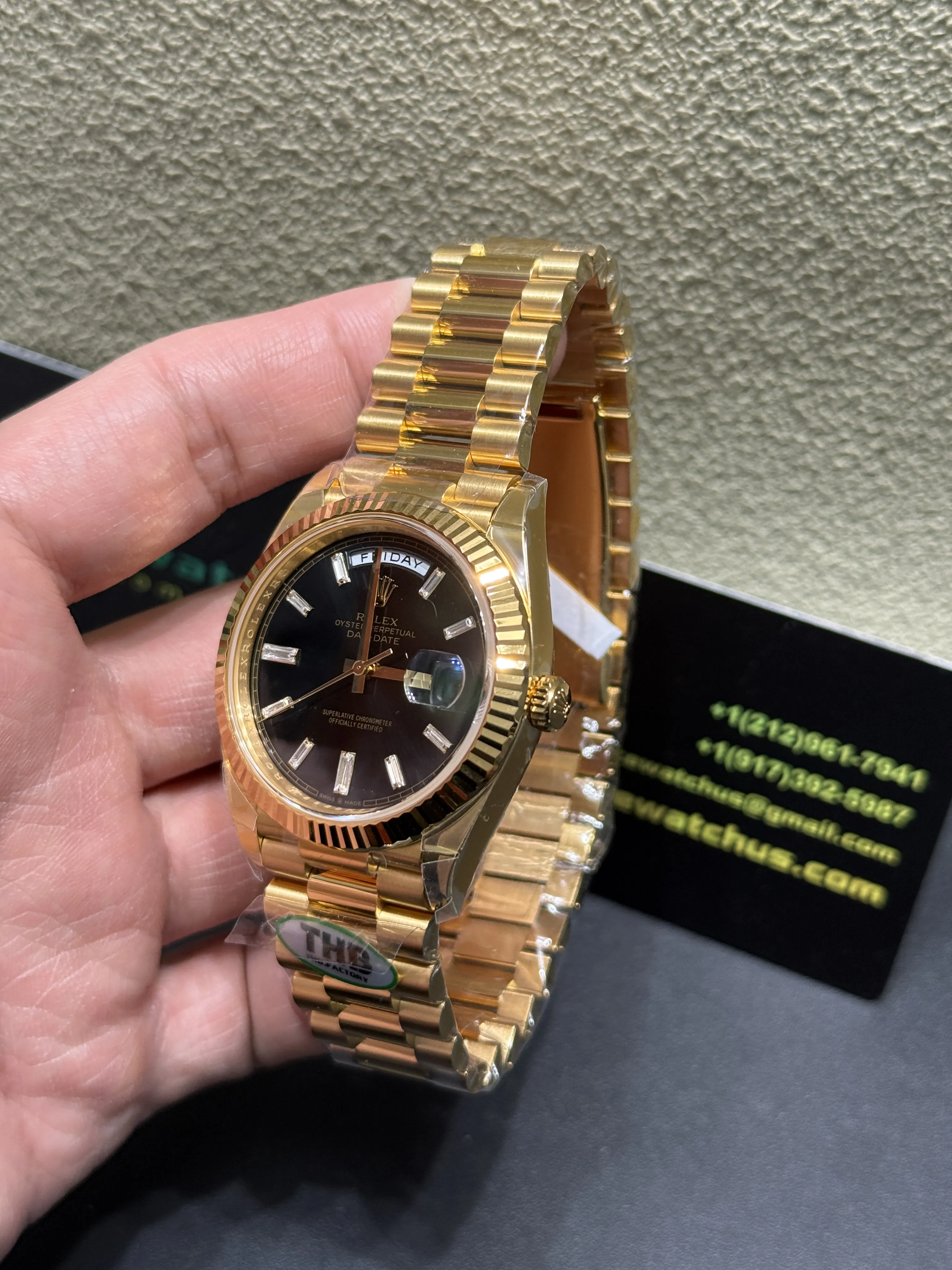 Rolex Day-Date 40-Style Gold-Tone Baguette Black Dial Watch D465819420 — view 4