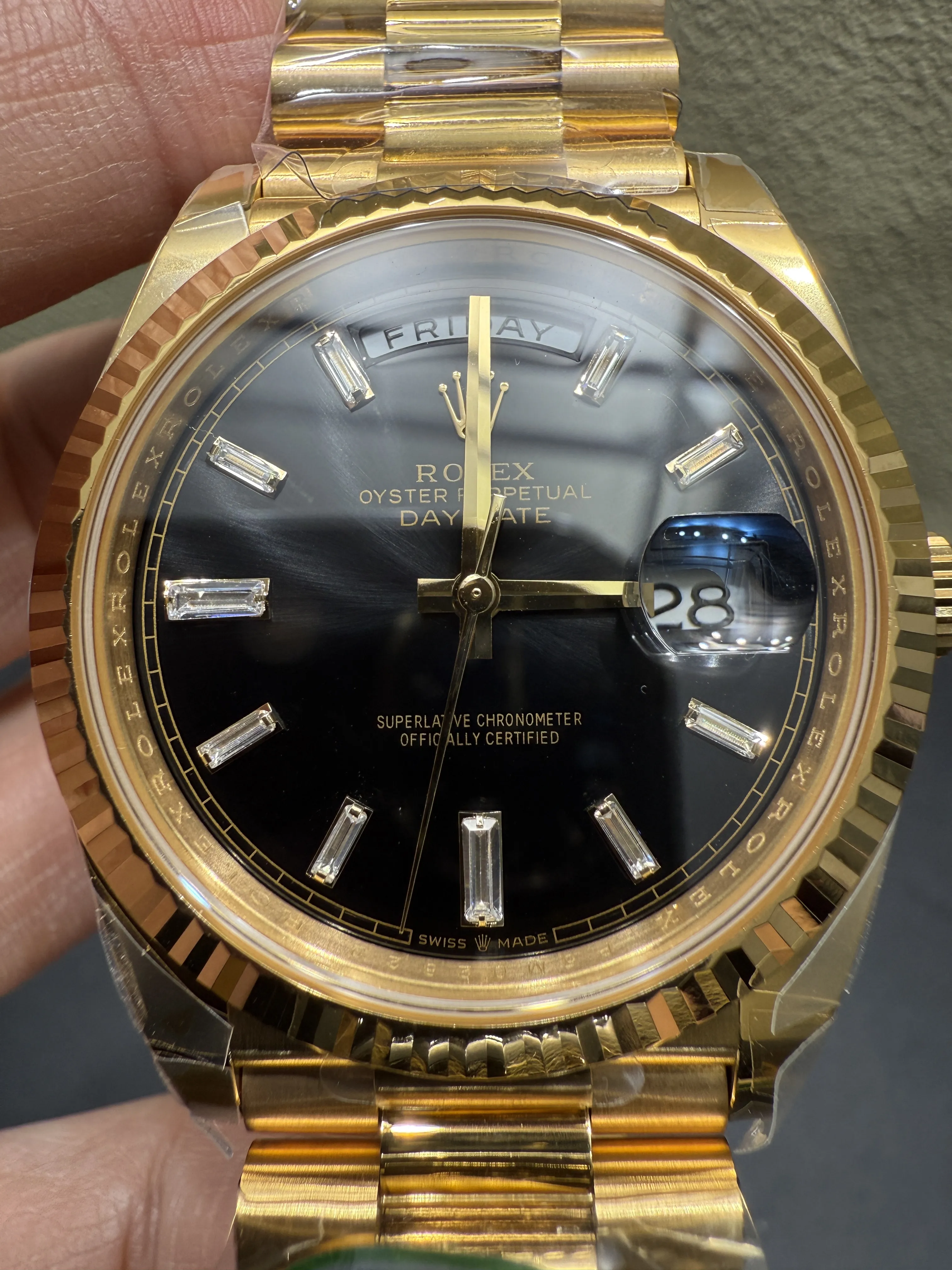 Rolex Day-Date 40-Style Gold-Tone Baguette Black Dial Watch D465819420 — view 8