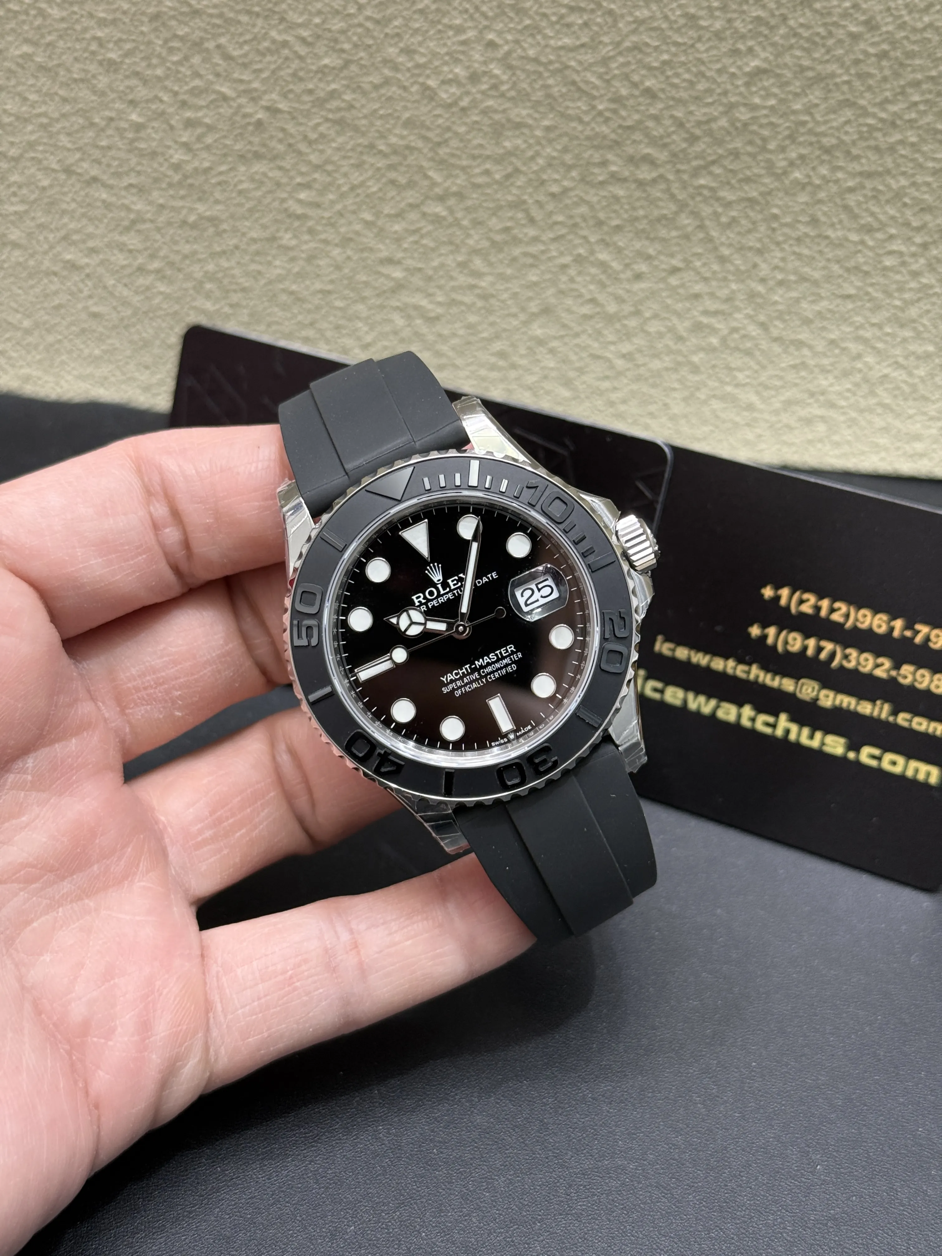 Rolex Yacht-Master 42-Style Black Bezel Rubber Strap Watch D506319423 — view 2