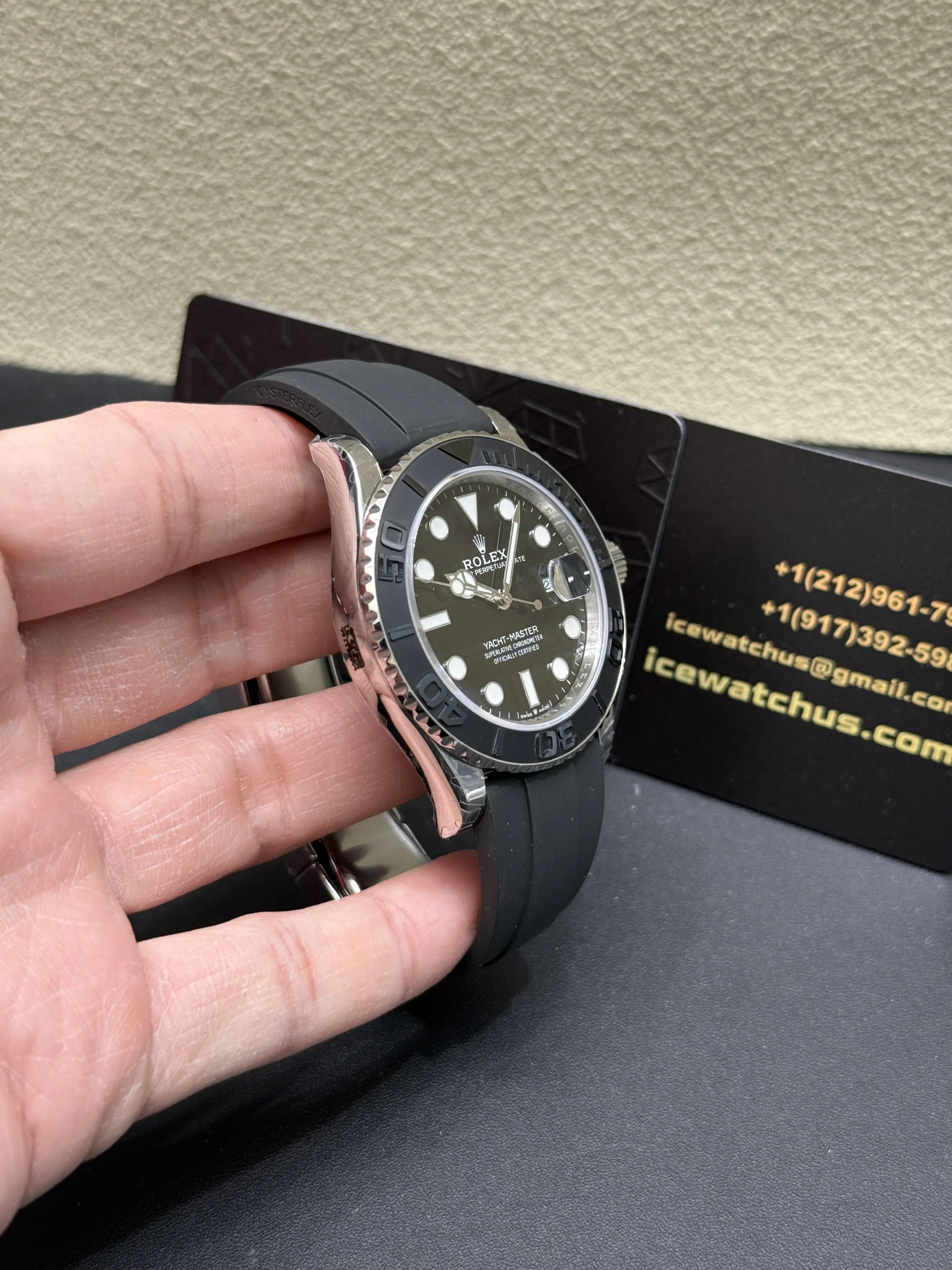 Rolex Yacht-Master 42-Style Black Bezel Rubber Strap Watch D506319423 — view 3