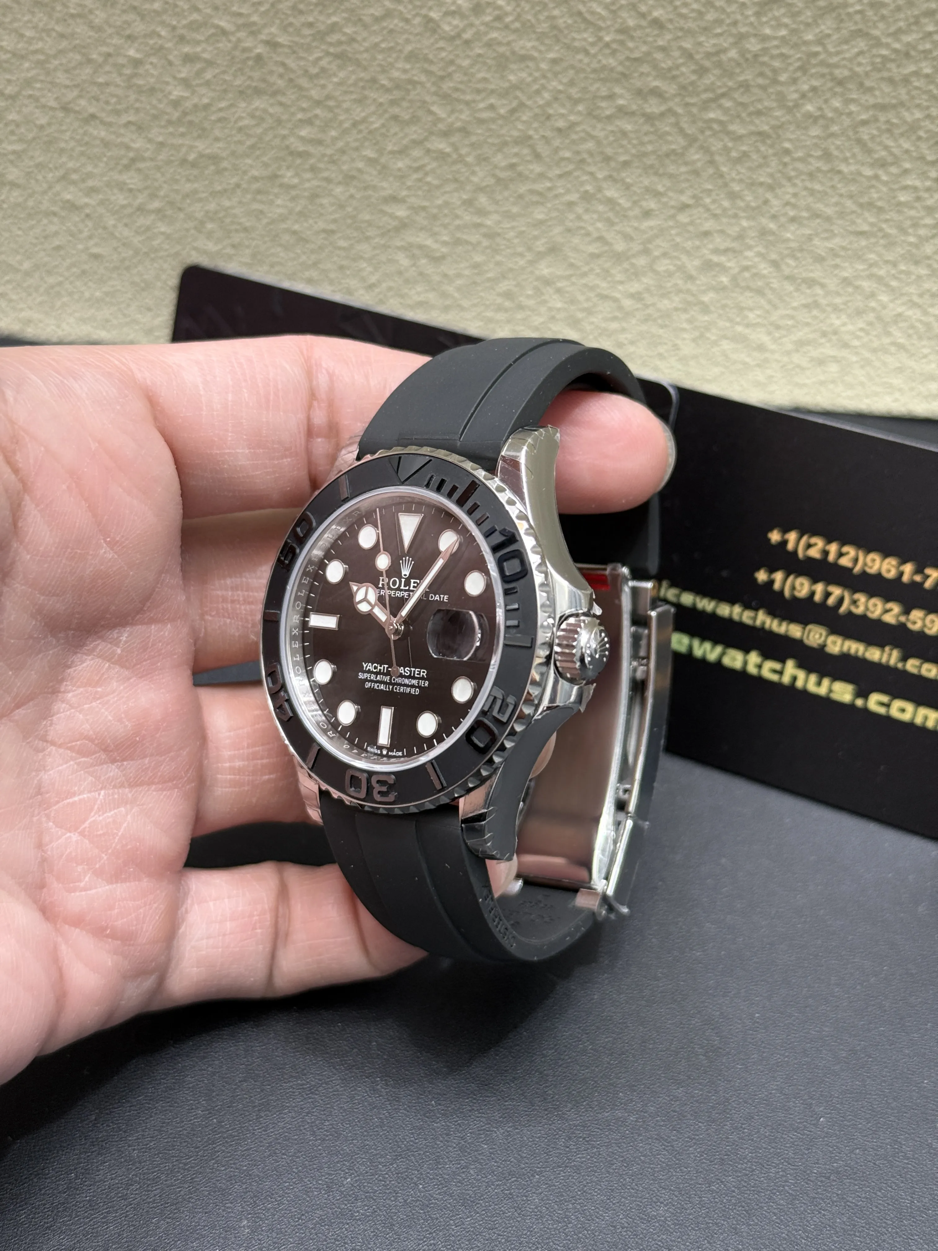 Rolex Yacht-Master 42-Style Black Bezel Rubber Strap Watch D506319423 — view 4