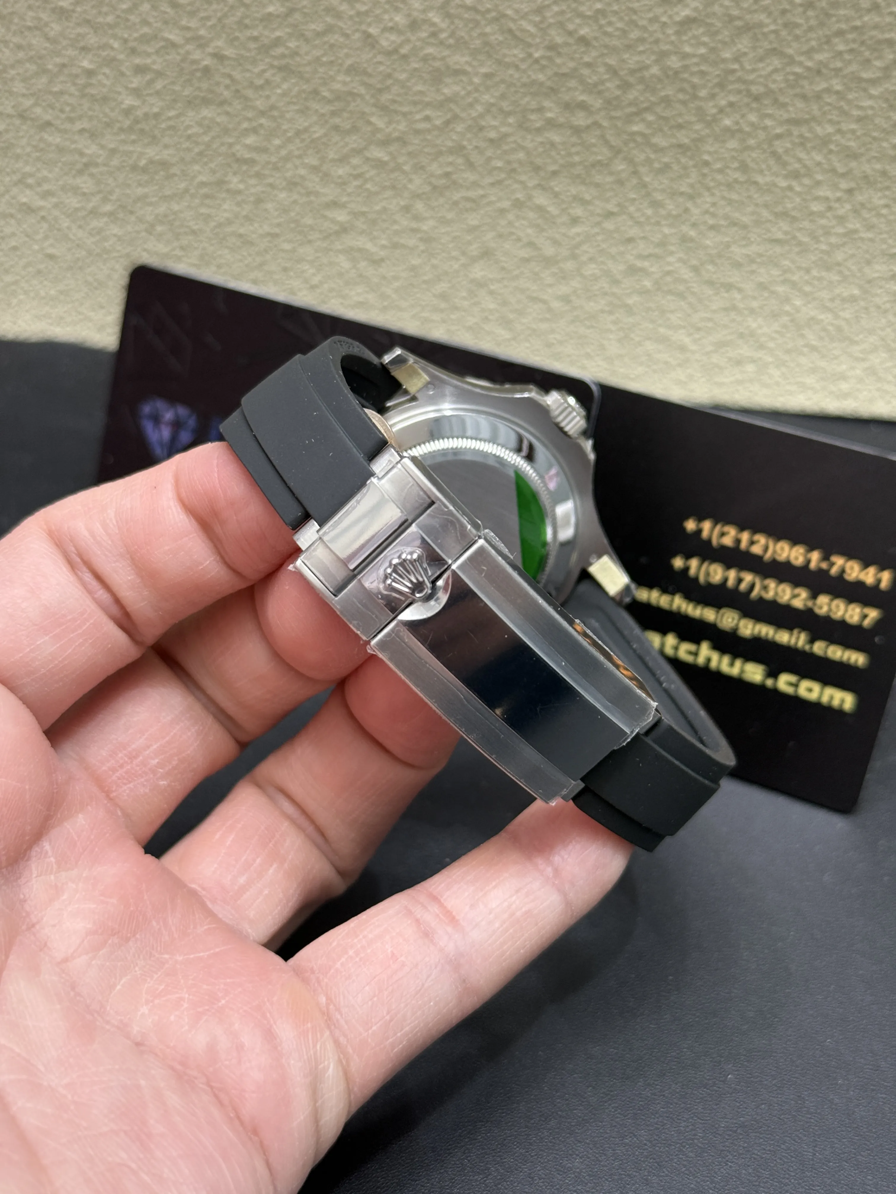 Rolex Yacht-Master 42-Style Black Bezel Rubber Strap Watch D506319423 — view 7