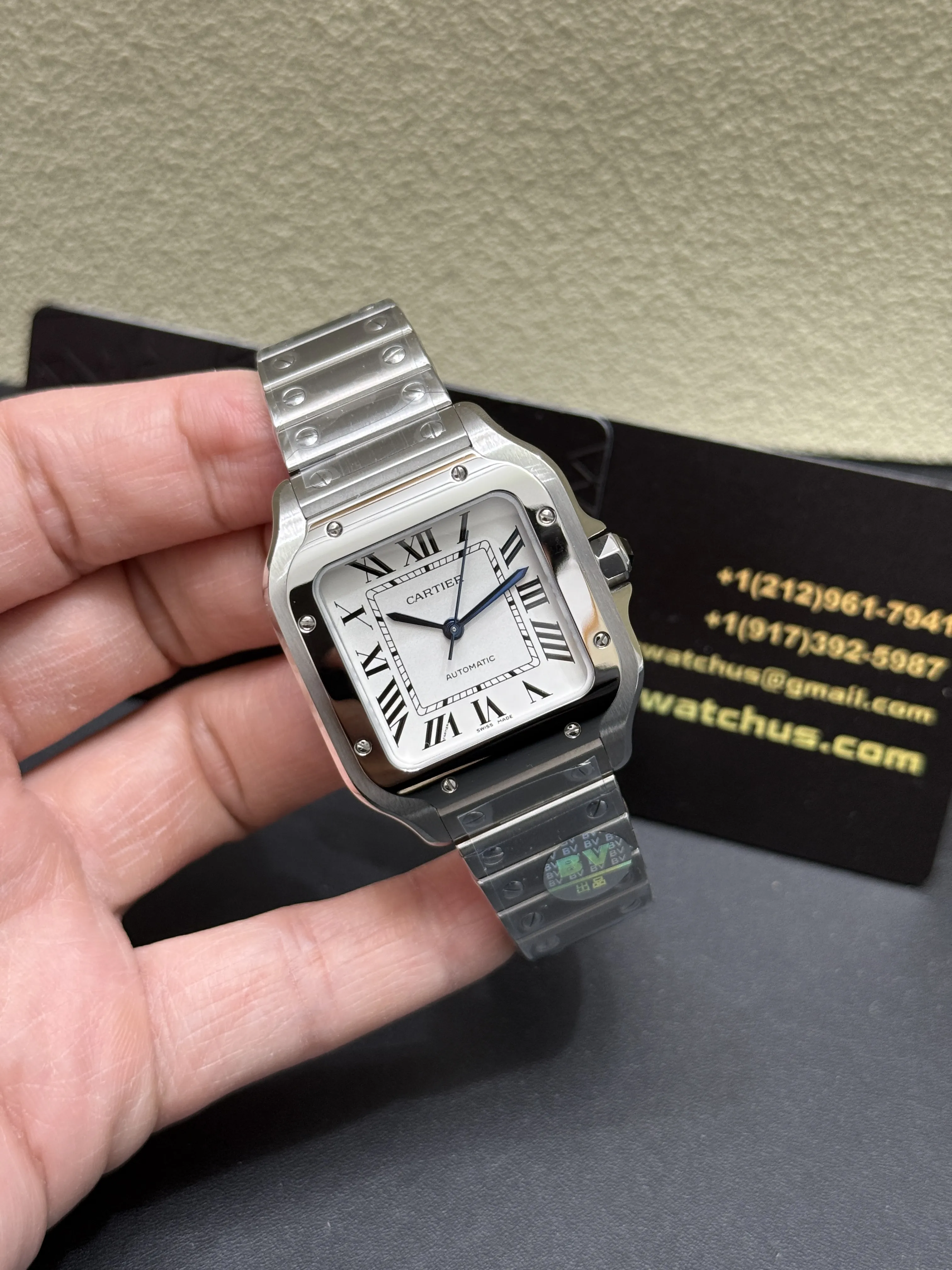 Cartier Santos-Style Silver White Roman Dial Watch D398319424 — view 2