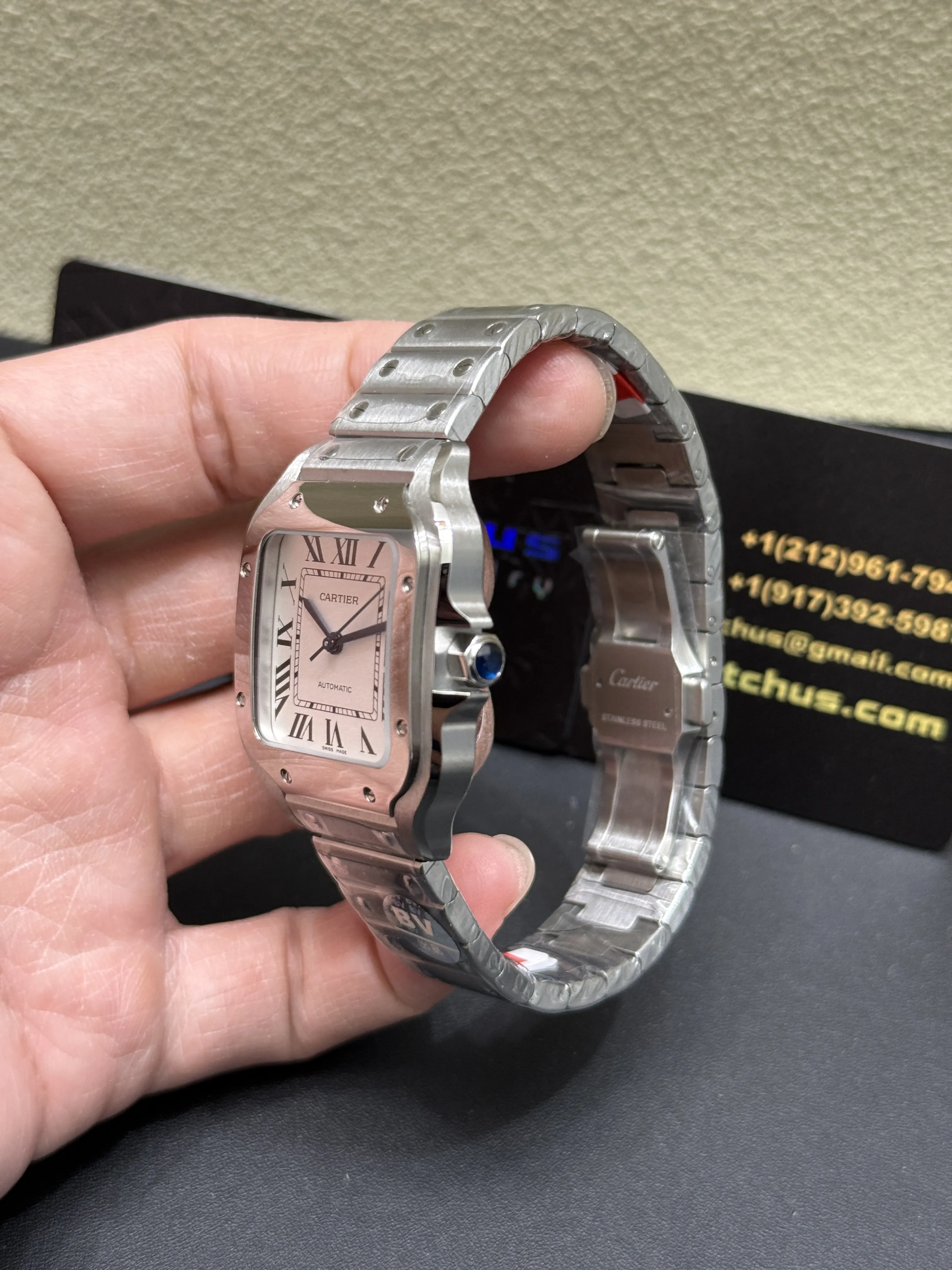 Cartier Santos-Style Silver White Roman Dial Watch D398319424 — view 4