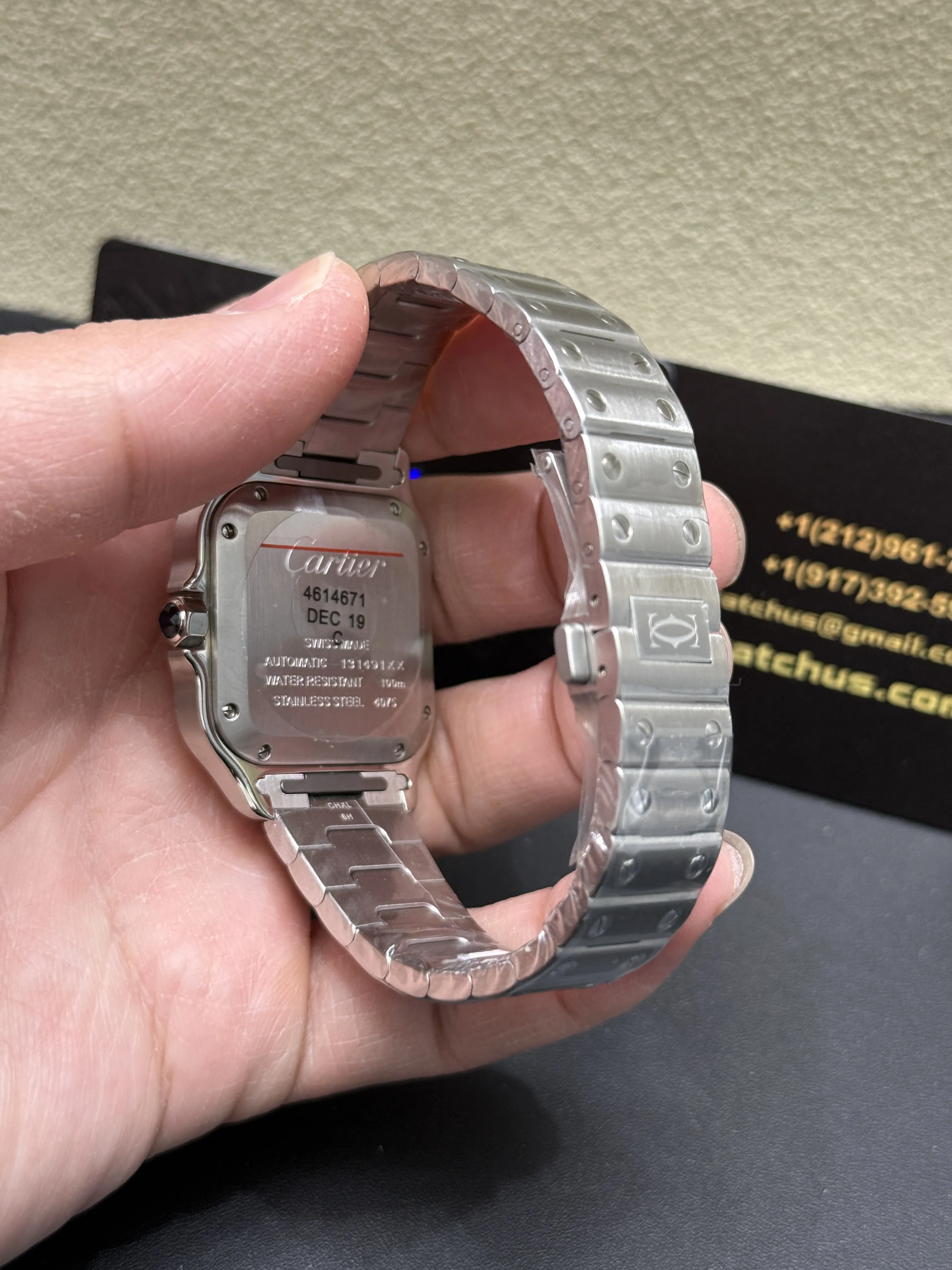 Cartier Santos-Style Silver White Roman Dial Watch D398319424 — view 6