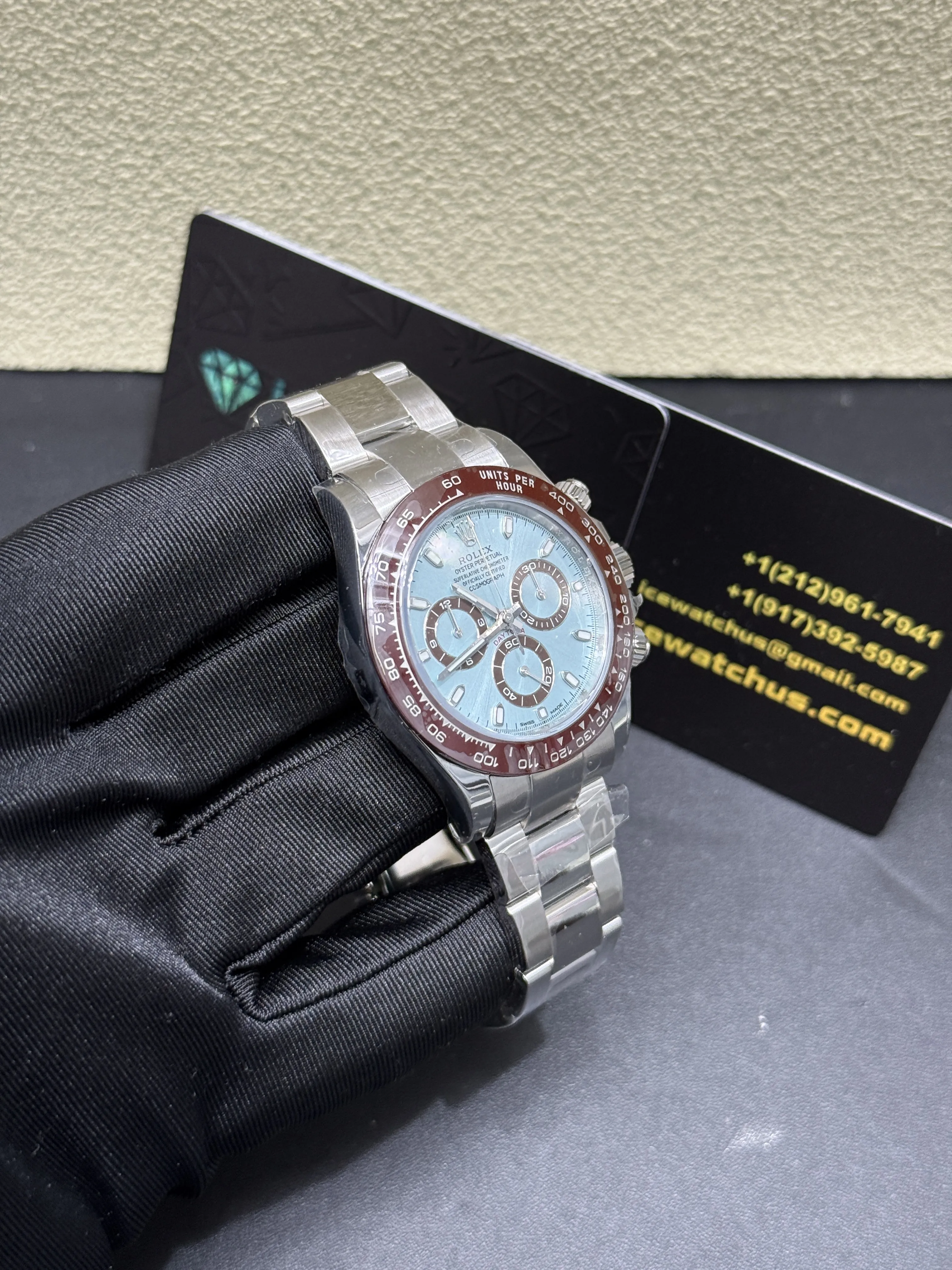 Rolex Daytona-Style Ice Blue Brown Bezel Chronograph Watch D594019428 — view 3