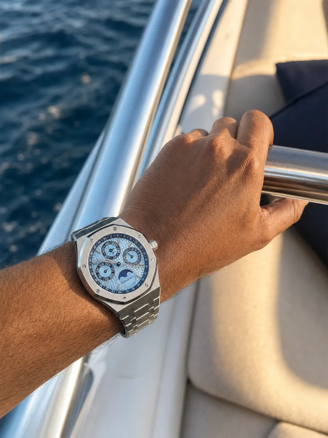 AP Royal Oak-Style Ice Blue Calendar Moonphase Watch D472519431
