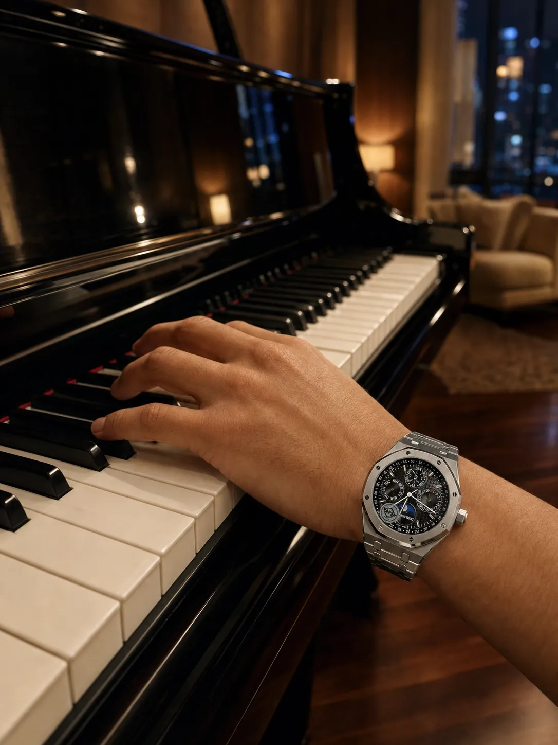 AP Royal Oak-Style Black Calendar Moonphase Watch D472519432