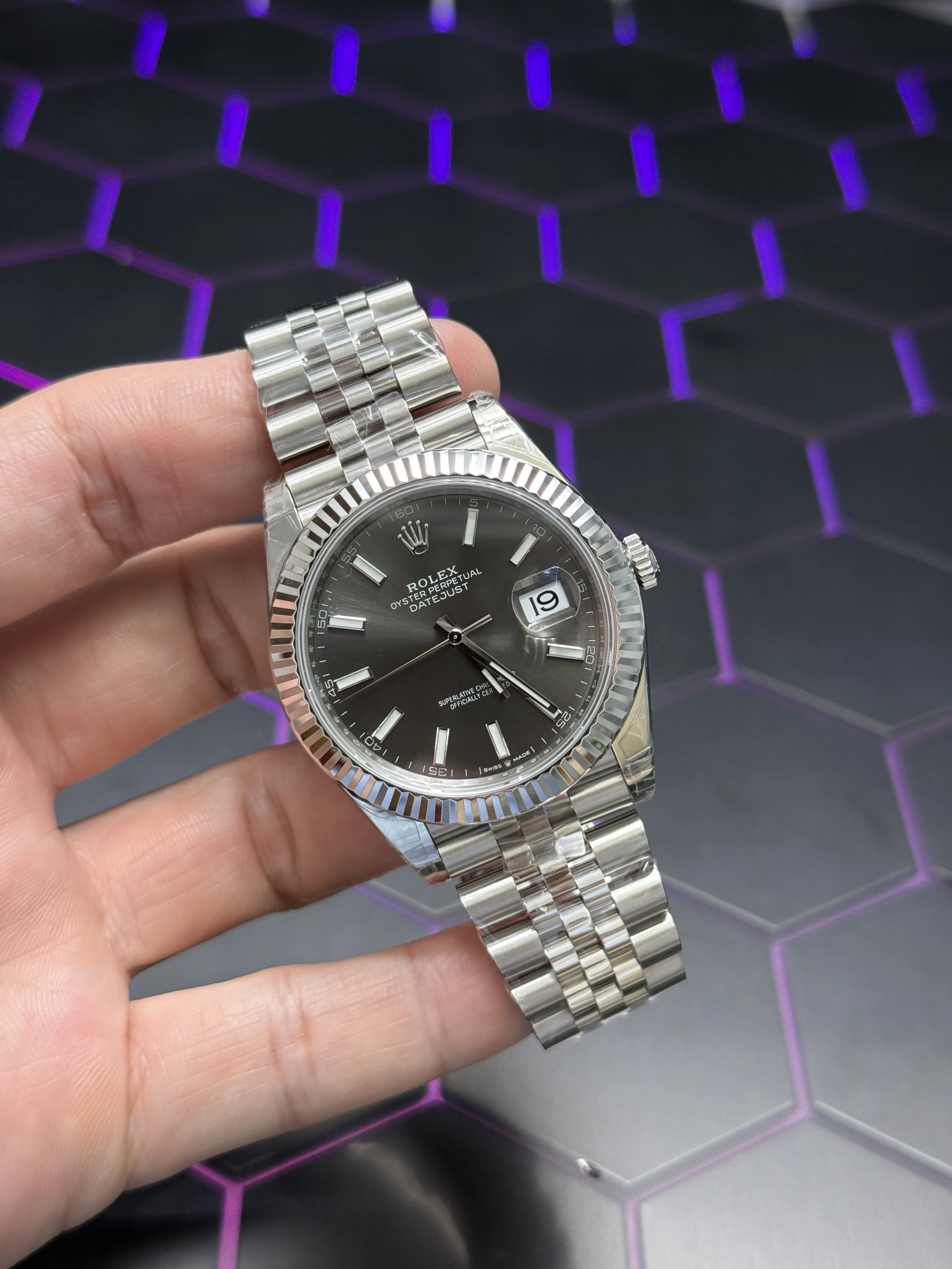 Rolex Datejust 41-Style Silver Dark Grey Dial Watch D391519434 — view 2