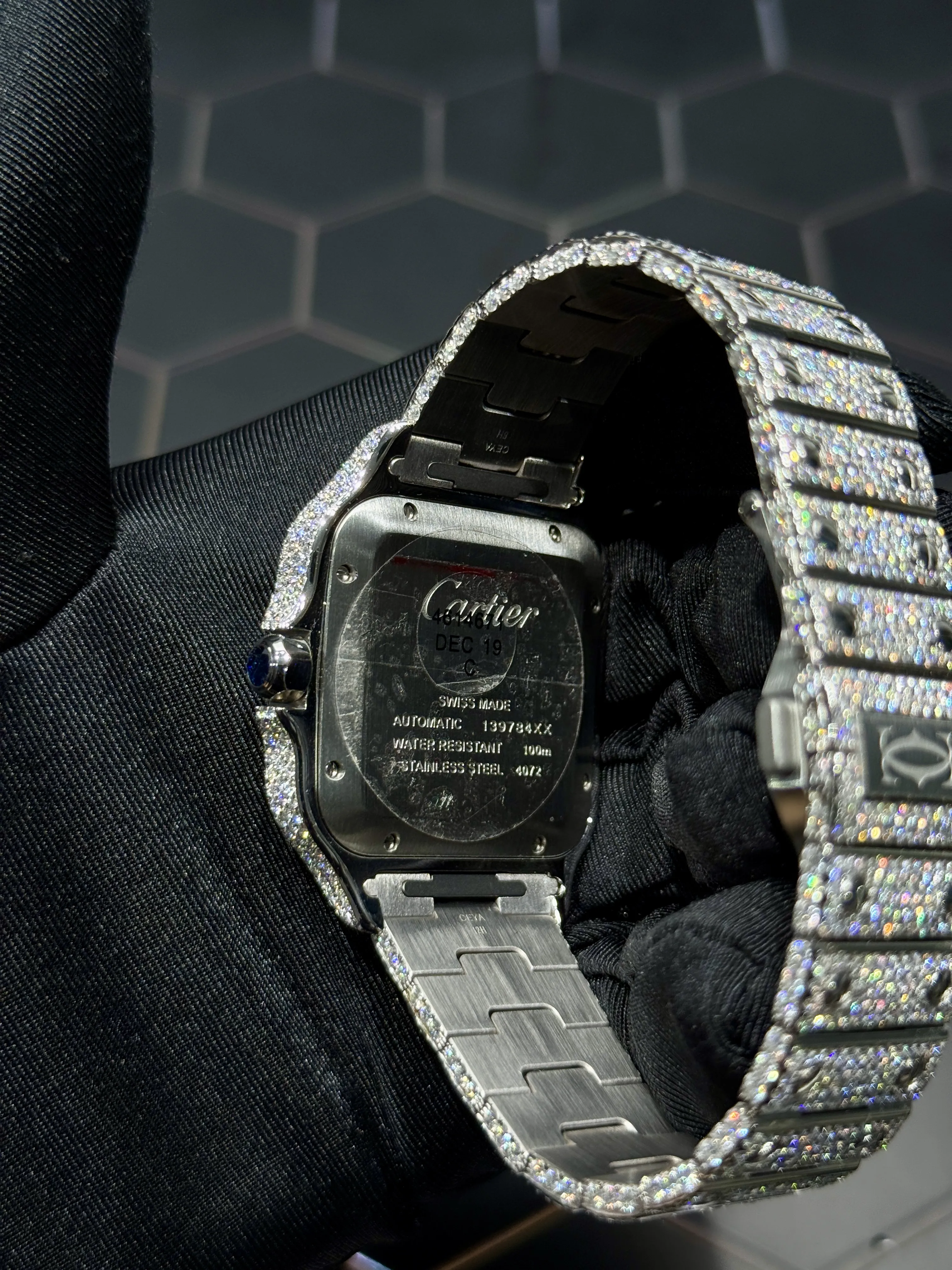 Cartier Santos-Style Iced-Out Roman Numeral Watch D1147519435 — view 6