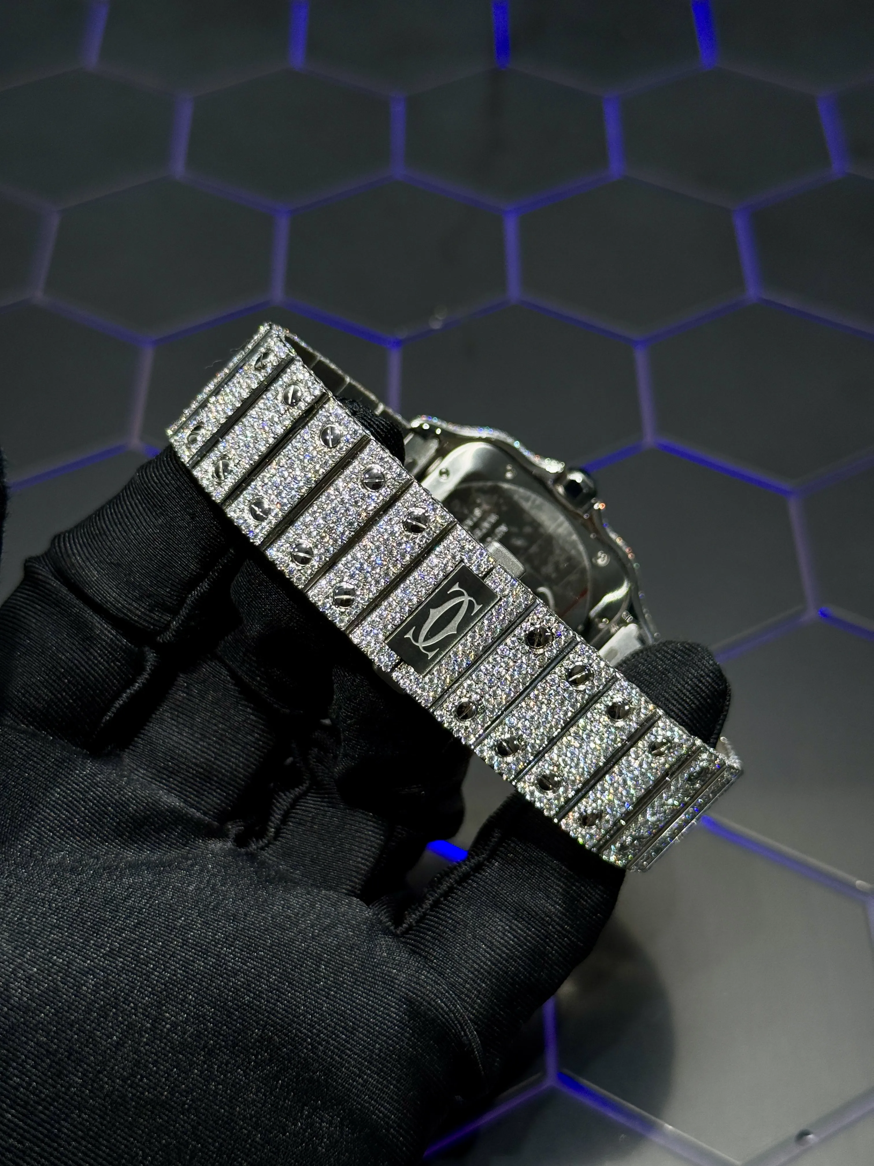 Cartier Santos-Style Iced-Out Roman Numeral Watch D1147519435 — view 7