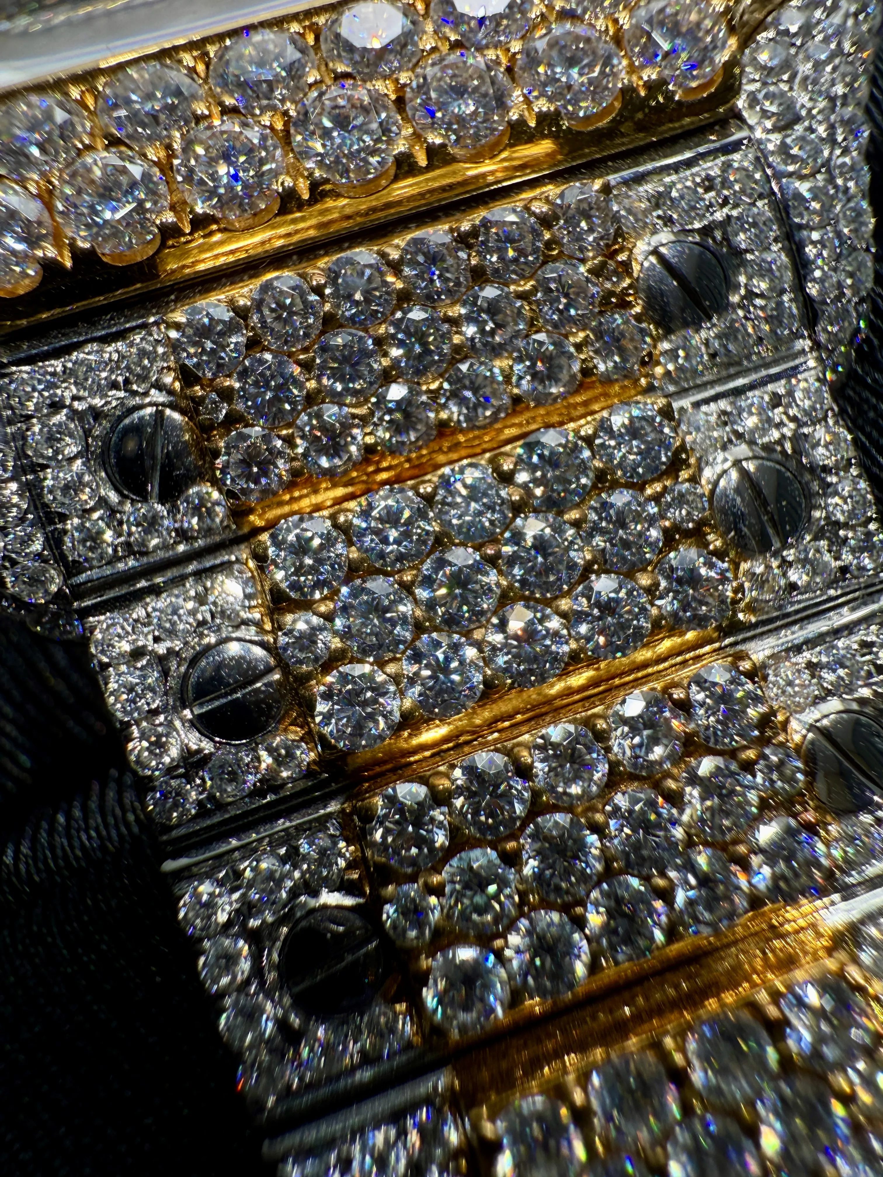 Cartier Santos-Style Two-Tone Fully Iced Roman Dial Watch D1147519437 — view 11