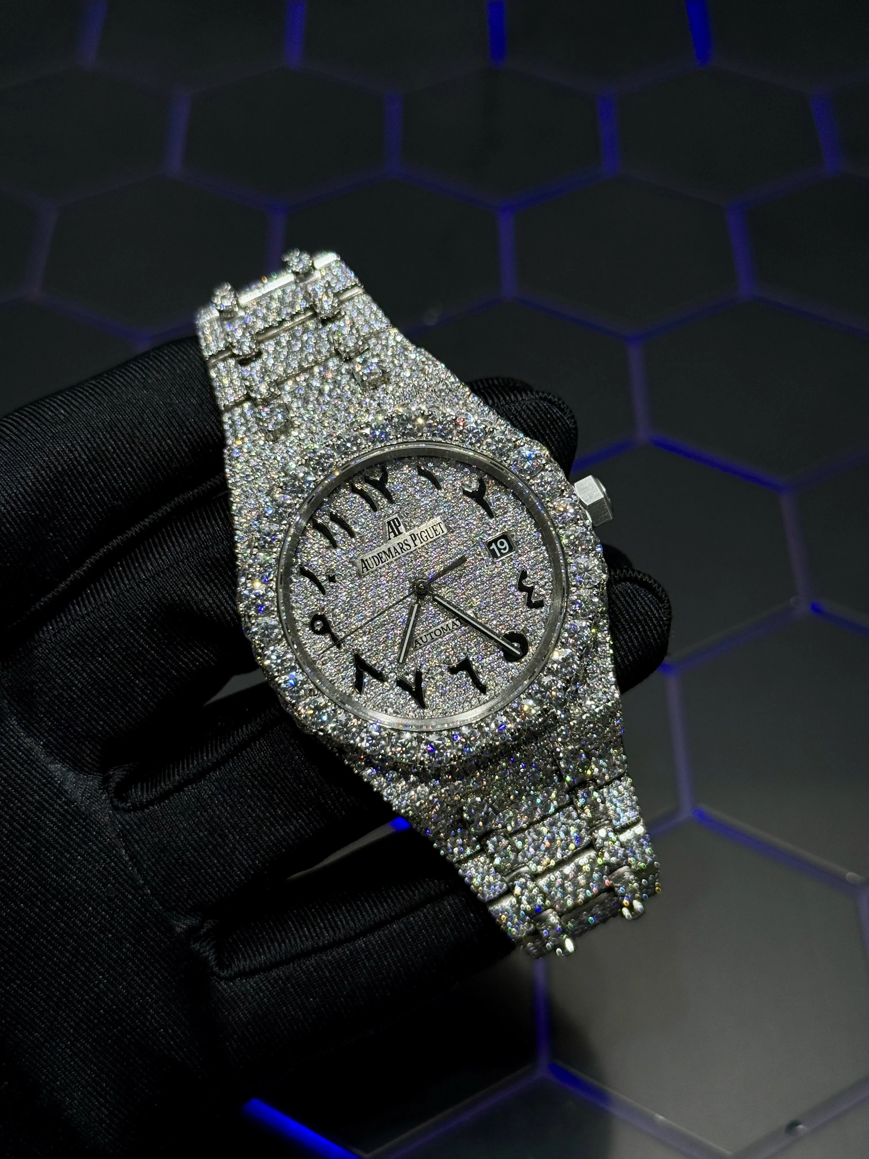 AP-Style Fully Iced-Out Silver Arabic Dial Watch D1215019438 — view 2