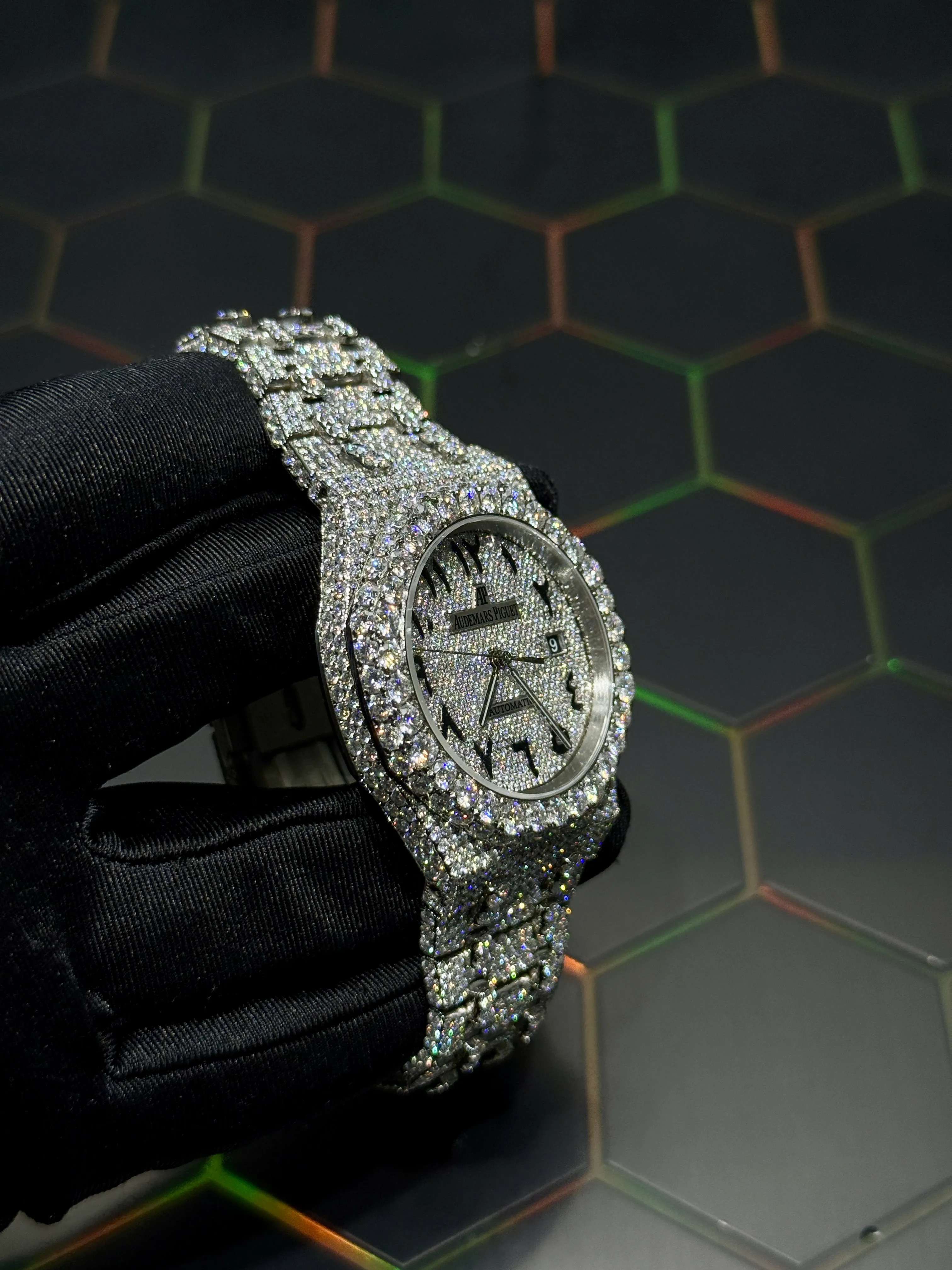 AP-Style Fully Iced-Out Silver Arabic Dial Watch D1215019438 — view 3