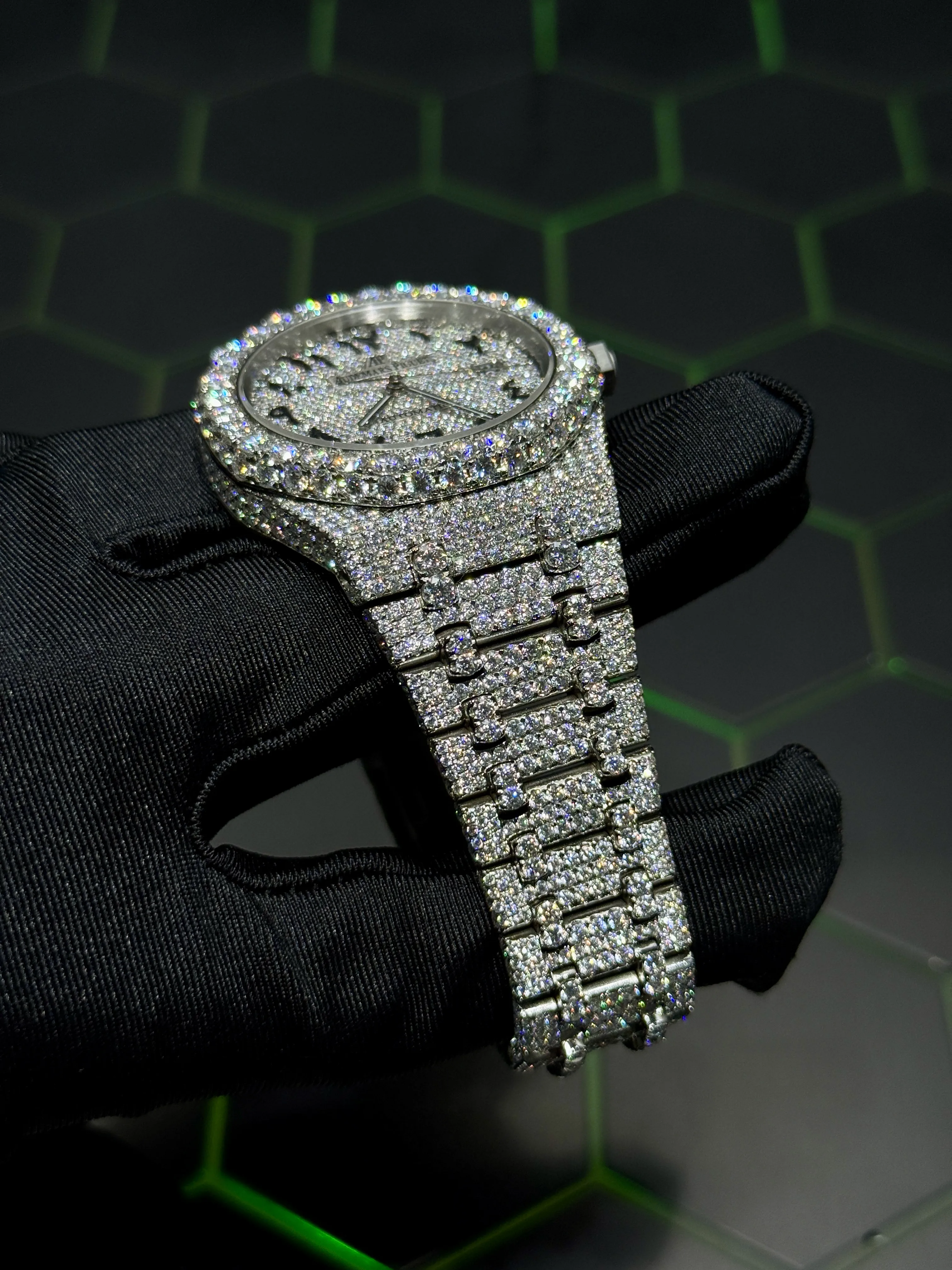 AP-Style Fully Iced-Out Silver Arabic Dial Watch D1215019438 — view 9
