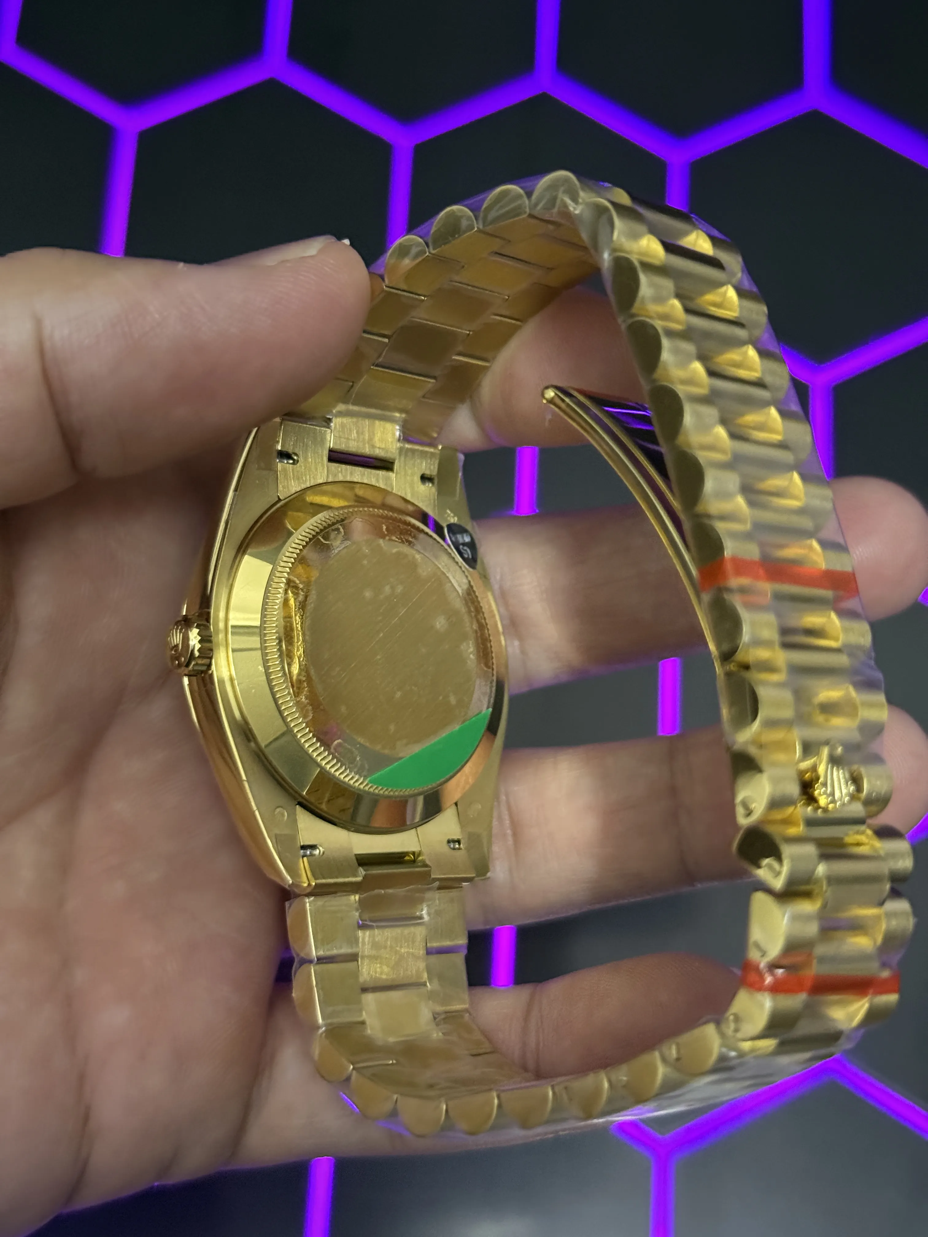 Rolex Day-Date 40-Style Gold-Tone Green Roman Dial Watch D391519440 — view 6