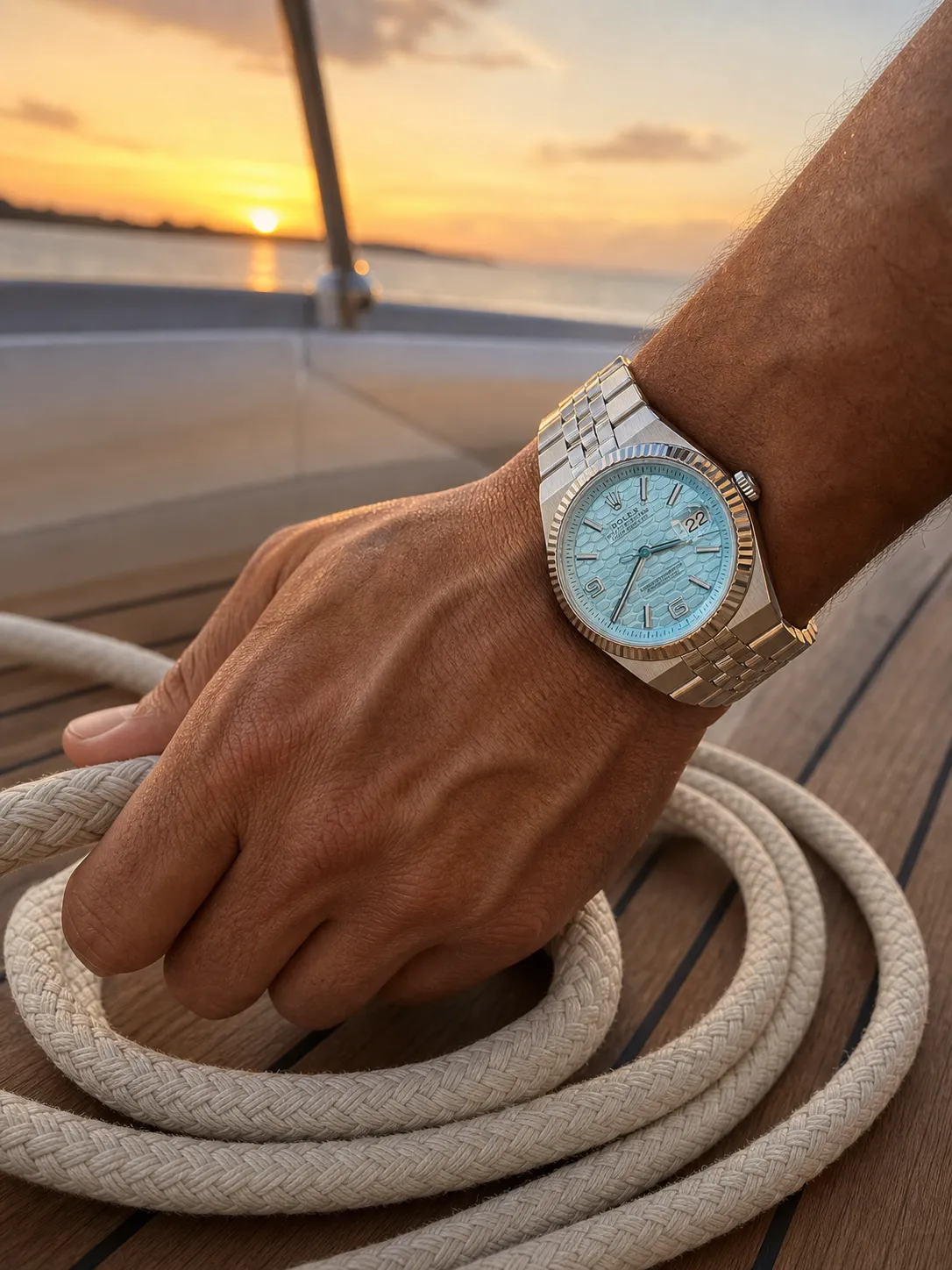 Rolex Land-Dweller-Style Ice Blue Honeycomb Dial Watch D351019442