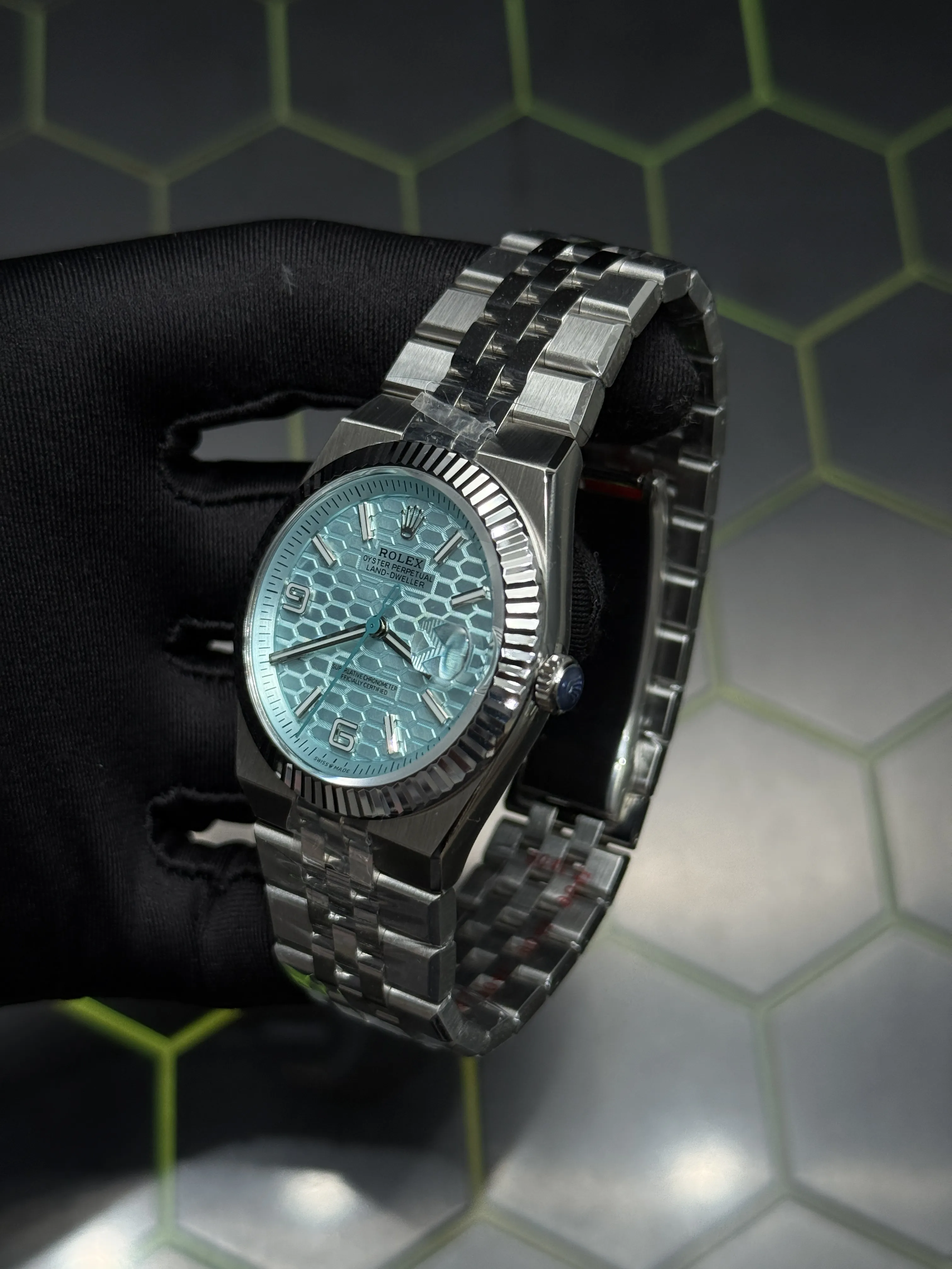 Rolex Land-Dweller-Style Ice Blue Honeycomb Dial Watch D351019442 — view 4