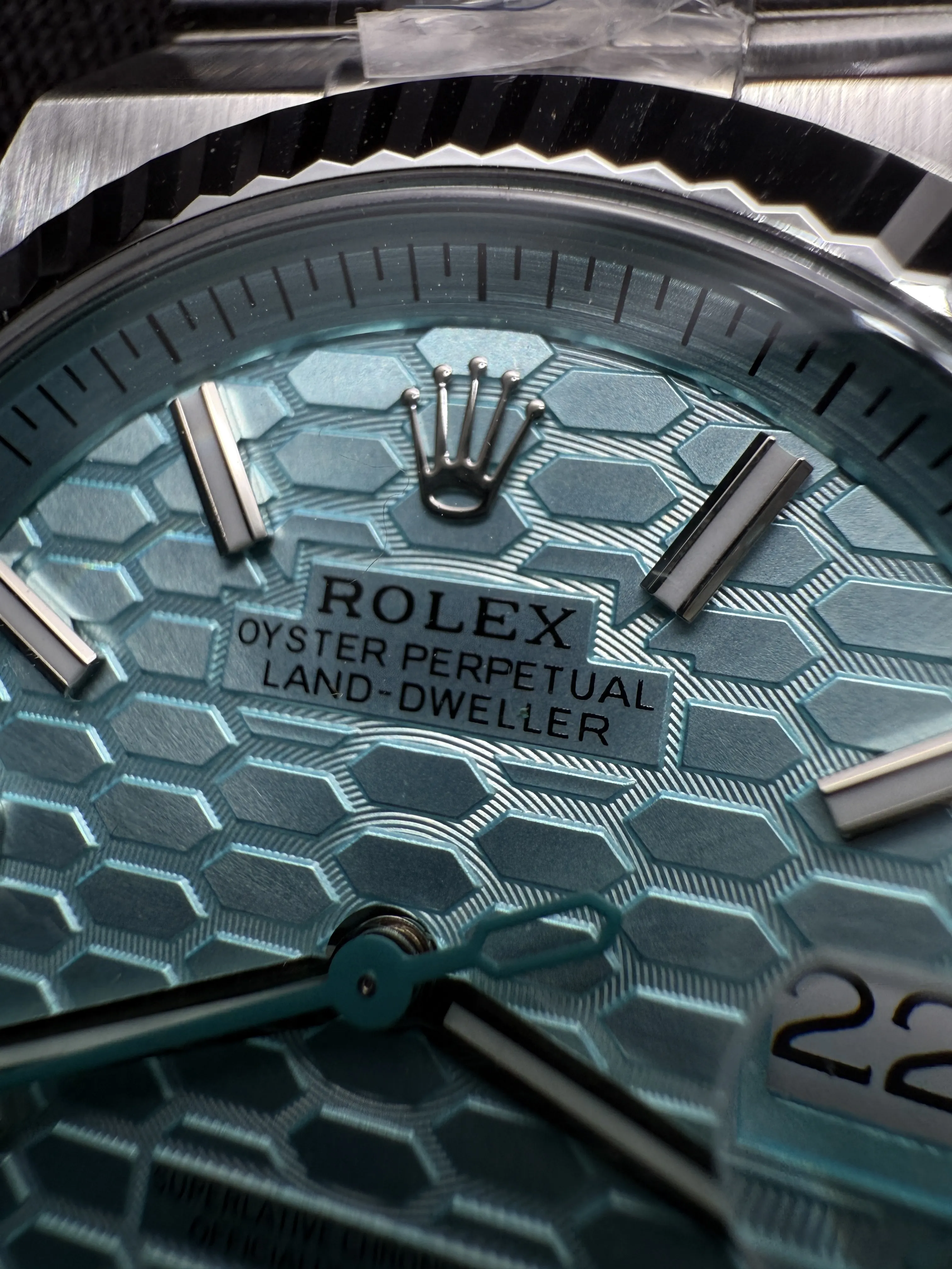 Rolex Land-Dweller-Style Ice Blue Honeycomb Dial Watch D351019442 — view 9