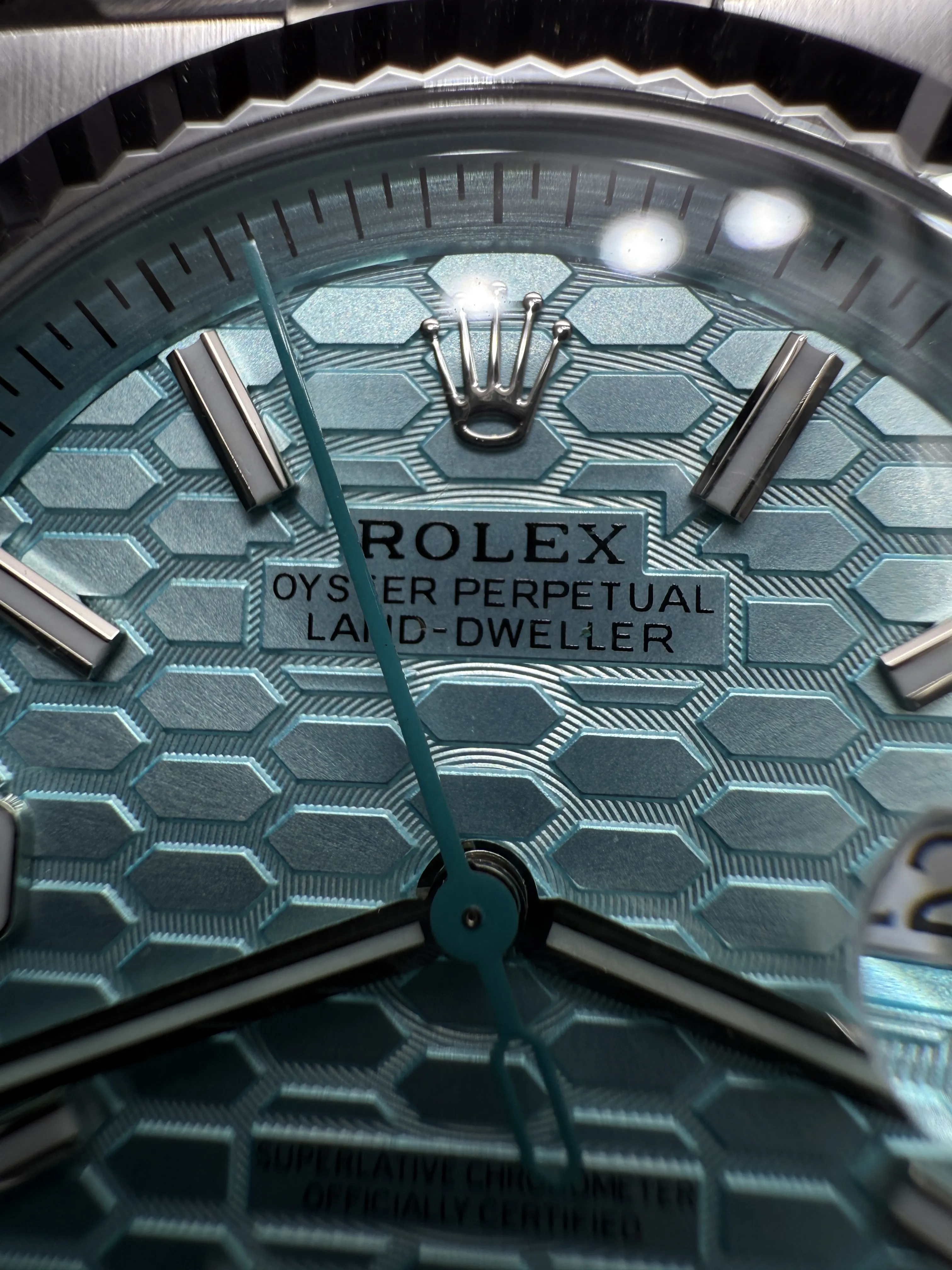 Rolex Land-Dweller-Style Ice Blue Honeycomb Dial Watch D351019442 — view 10