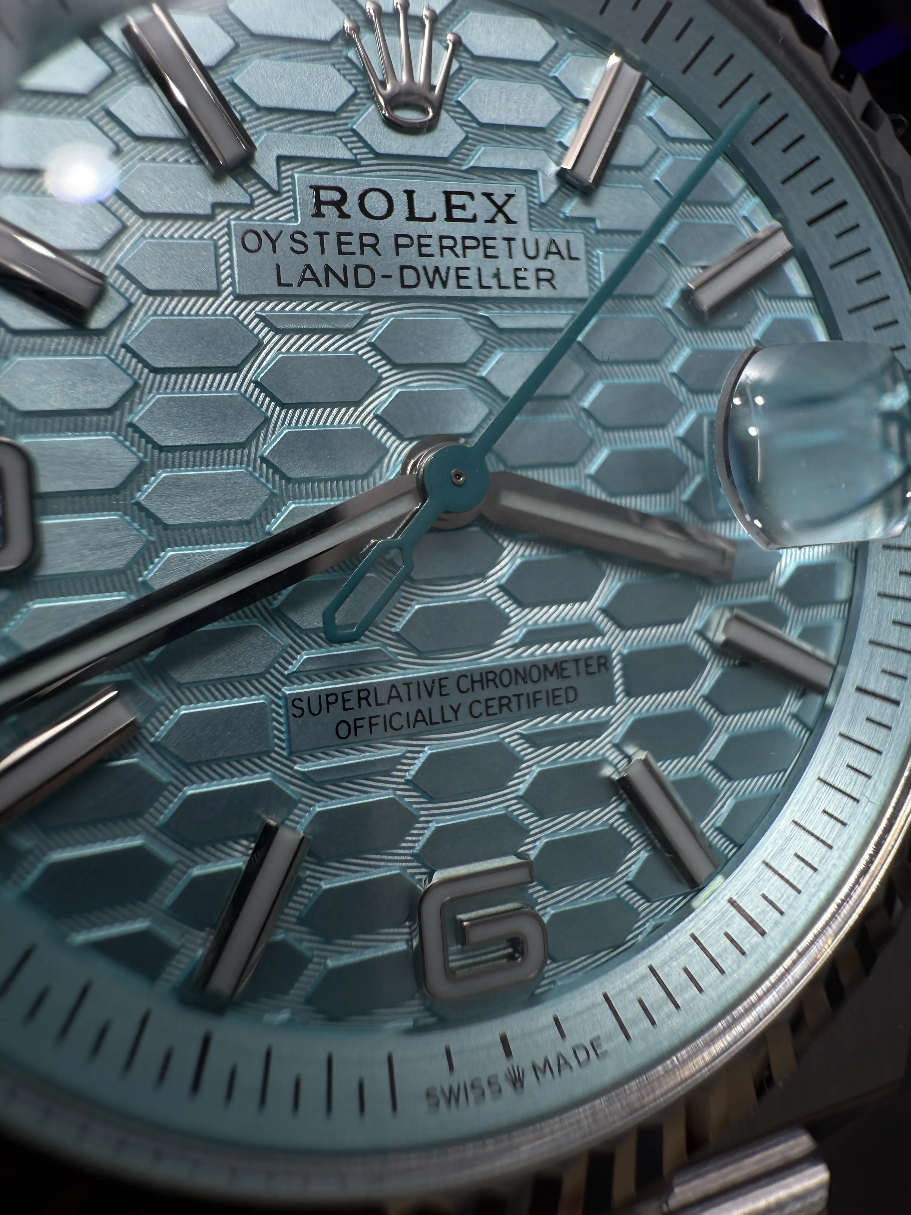 Rolex Land-Dweller-Style Ice Blue Honeycomb Dial Watch D351019442 — view 11