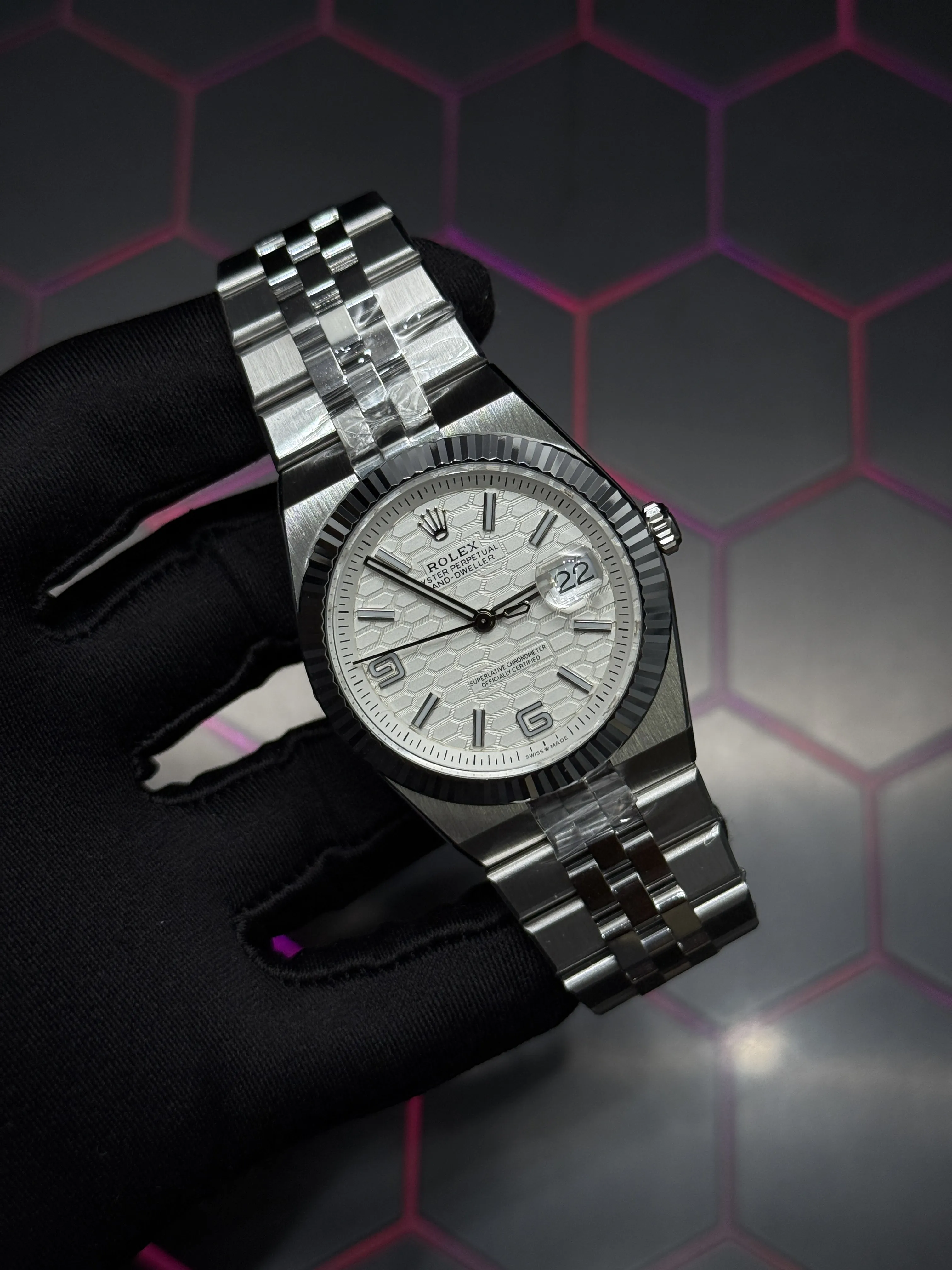 Rolex Land-Dweller-Style White Honeycomb Dial Watch D351019443 — view 2